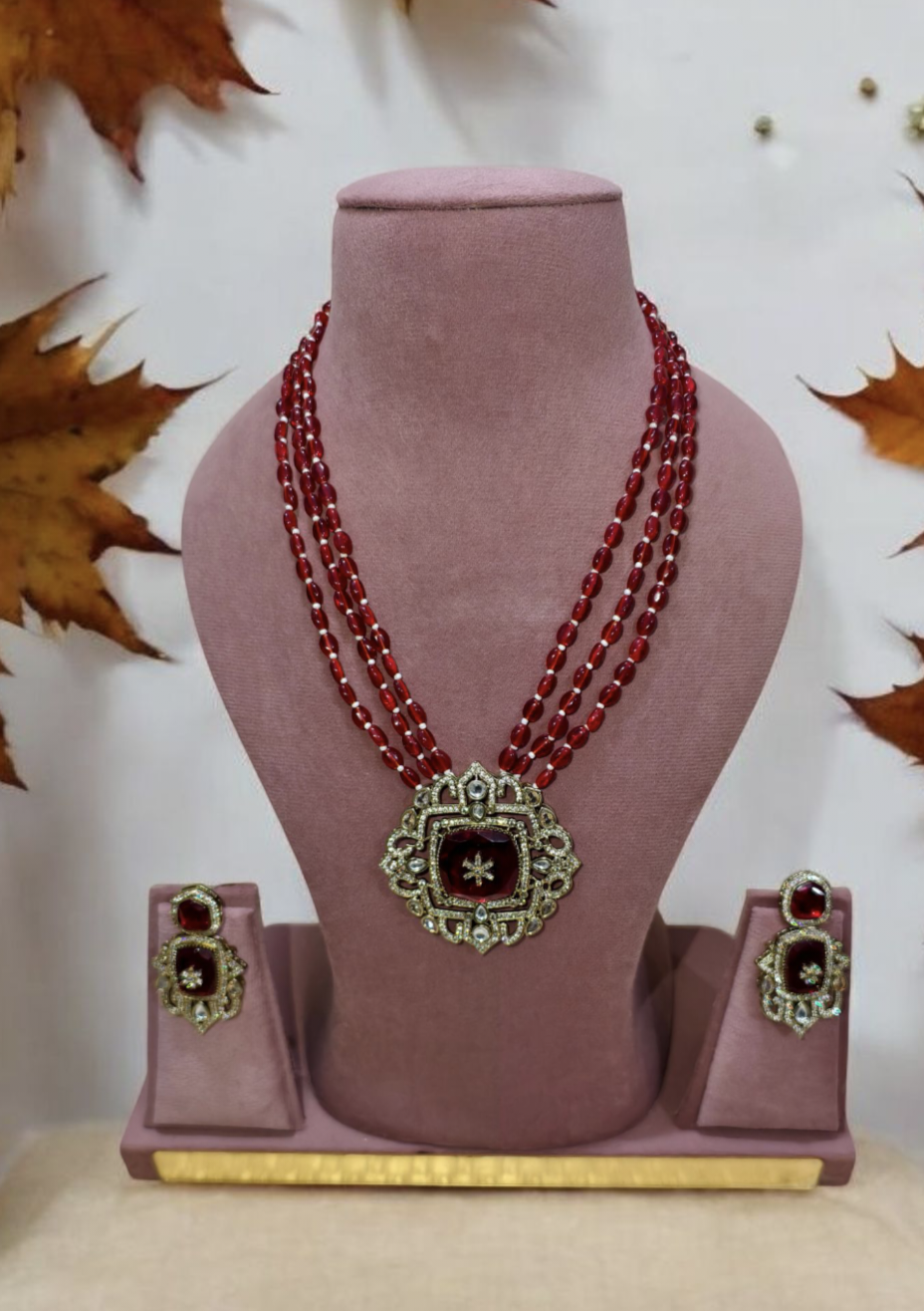 Elegant purple Necklace and Earrings Set