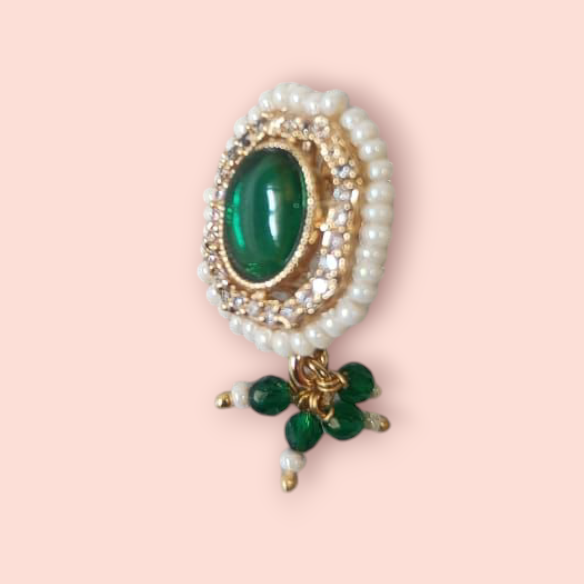 Elegant Green Beaded Nose pin