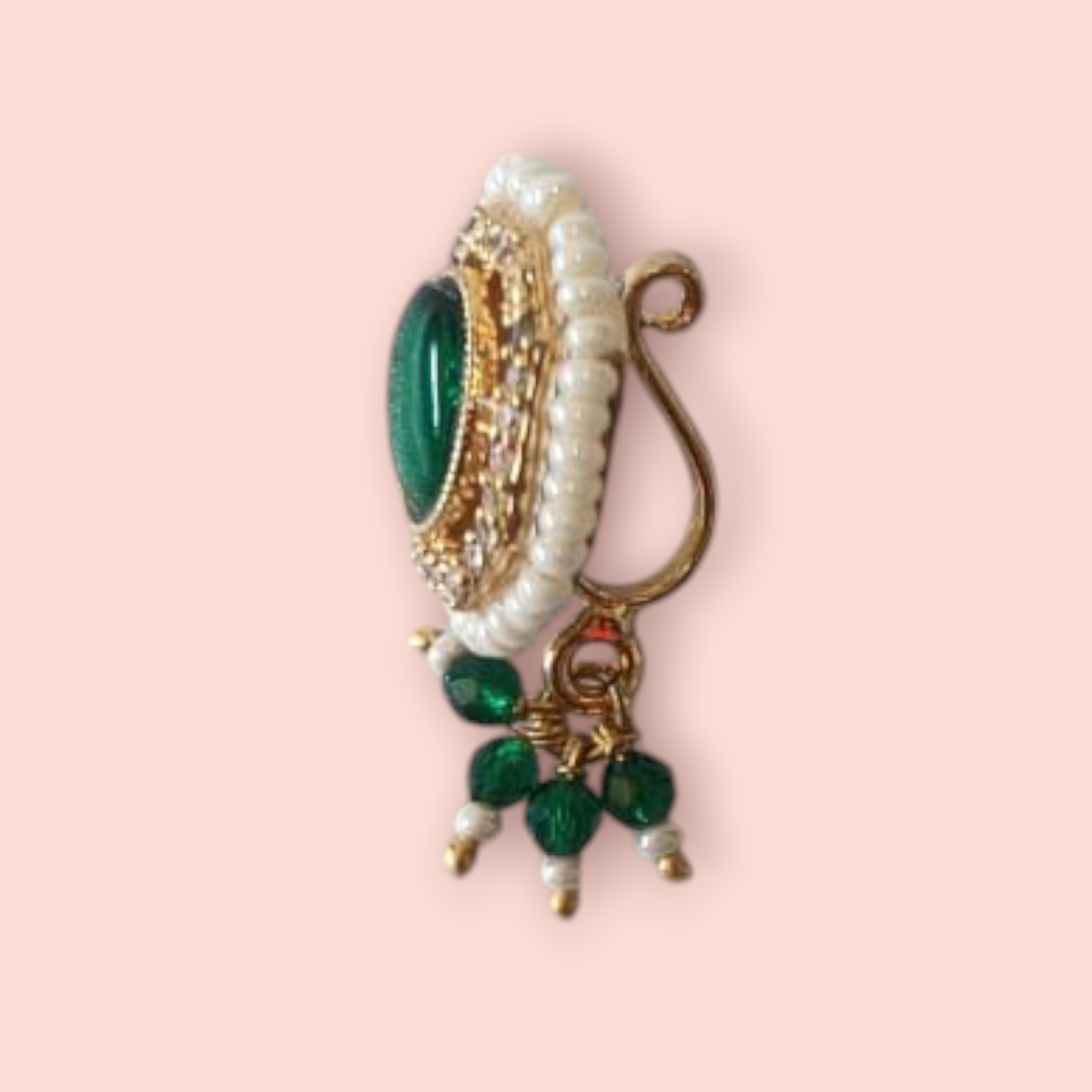 Elegant Green Beaded Nose pin