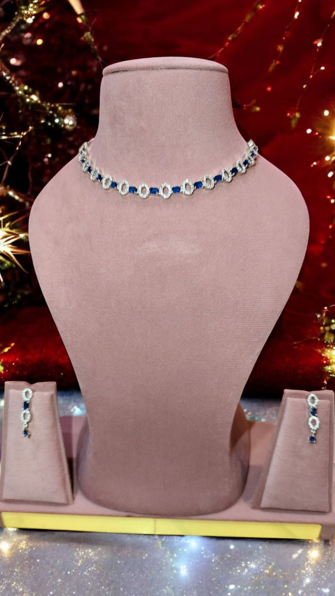 Blue stone AD Necklace Set