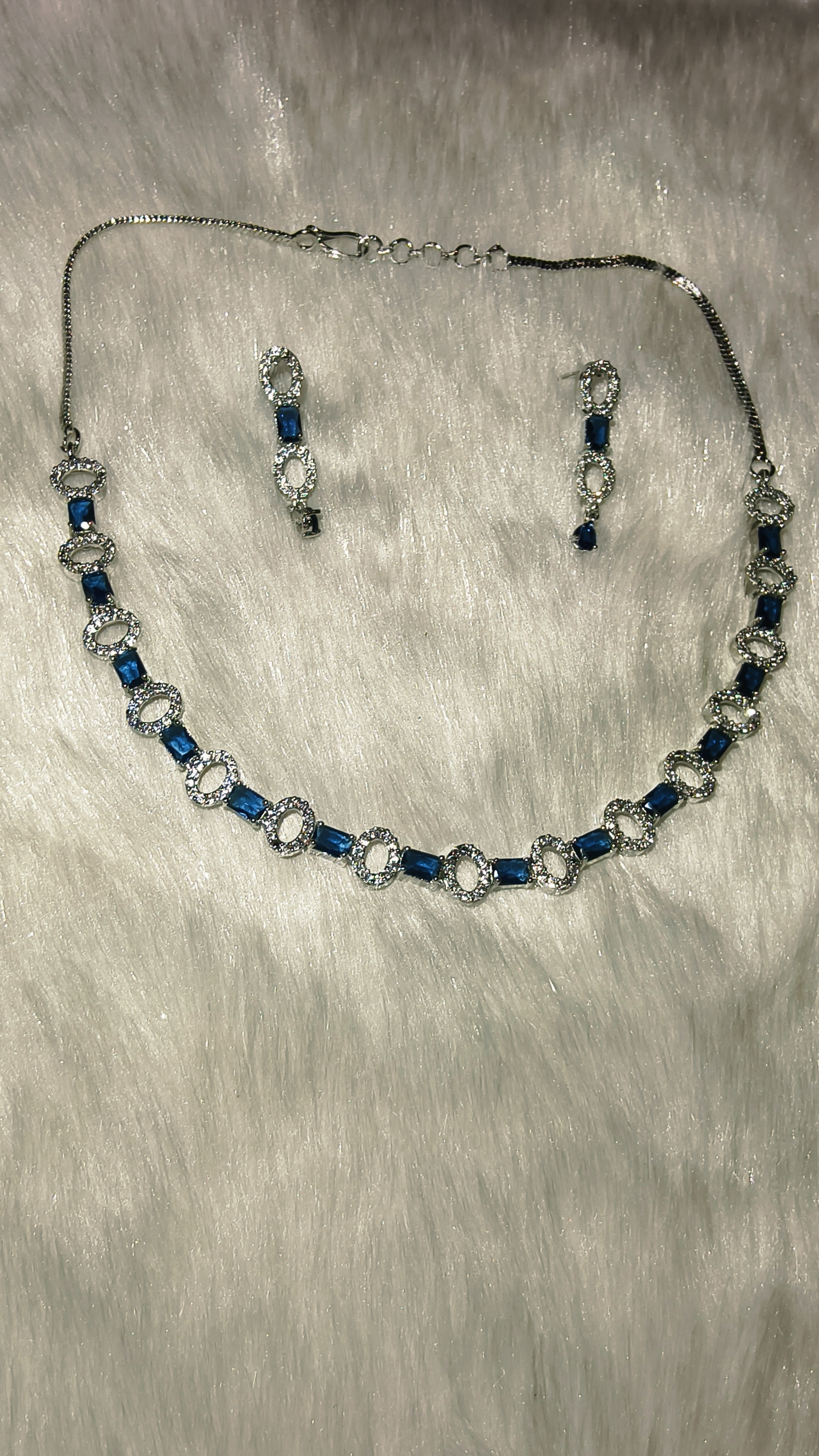 Blue stone AD Necklace Set