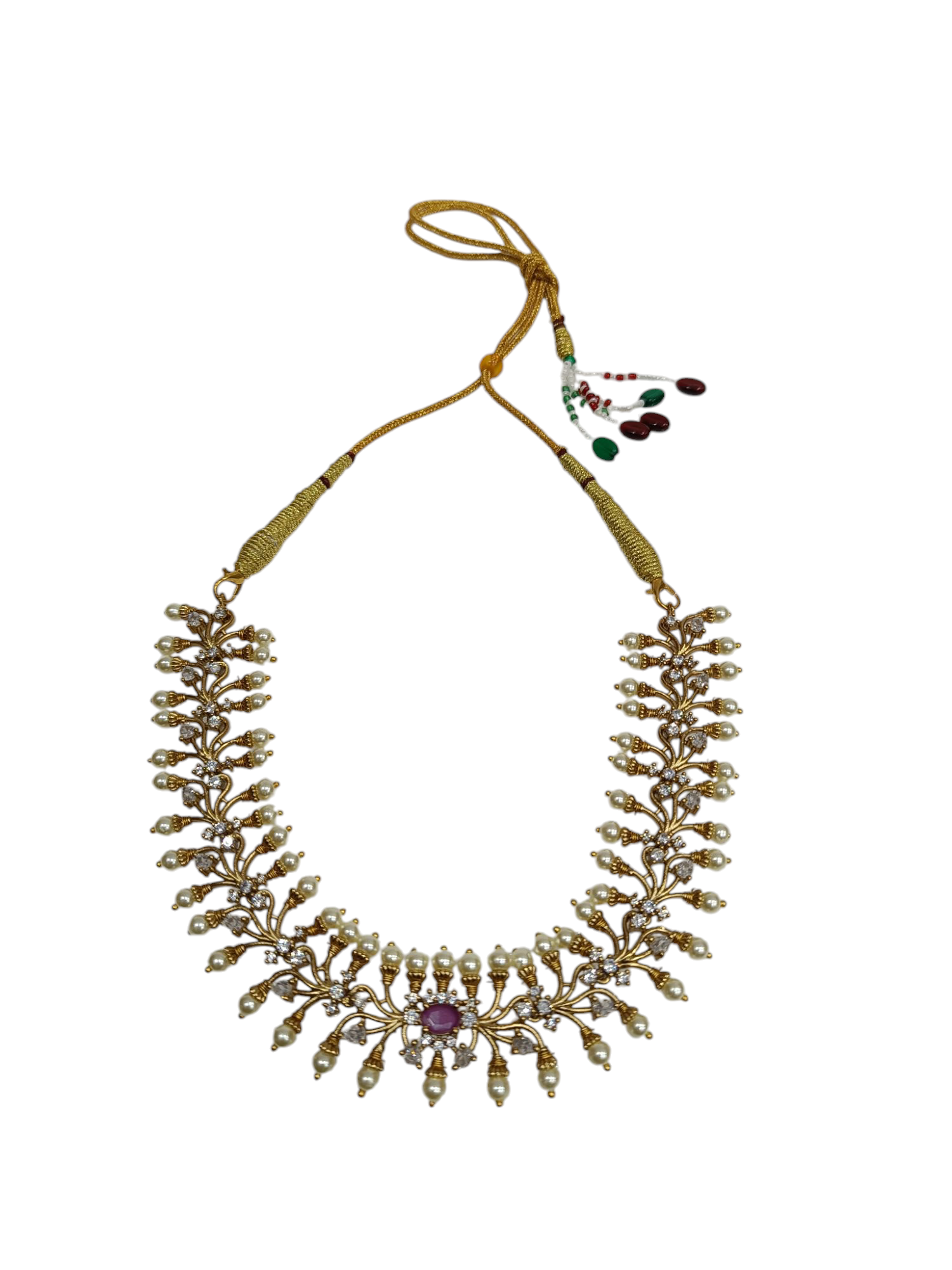 Peal and Rubi stone combinated golden Set