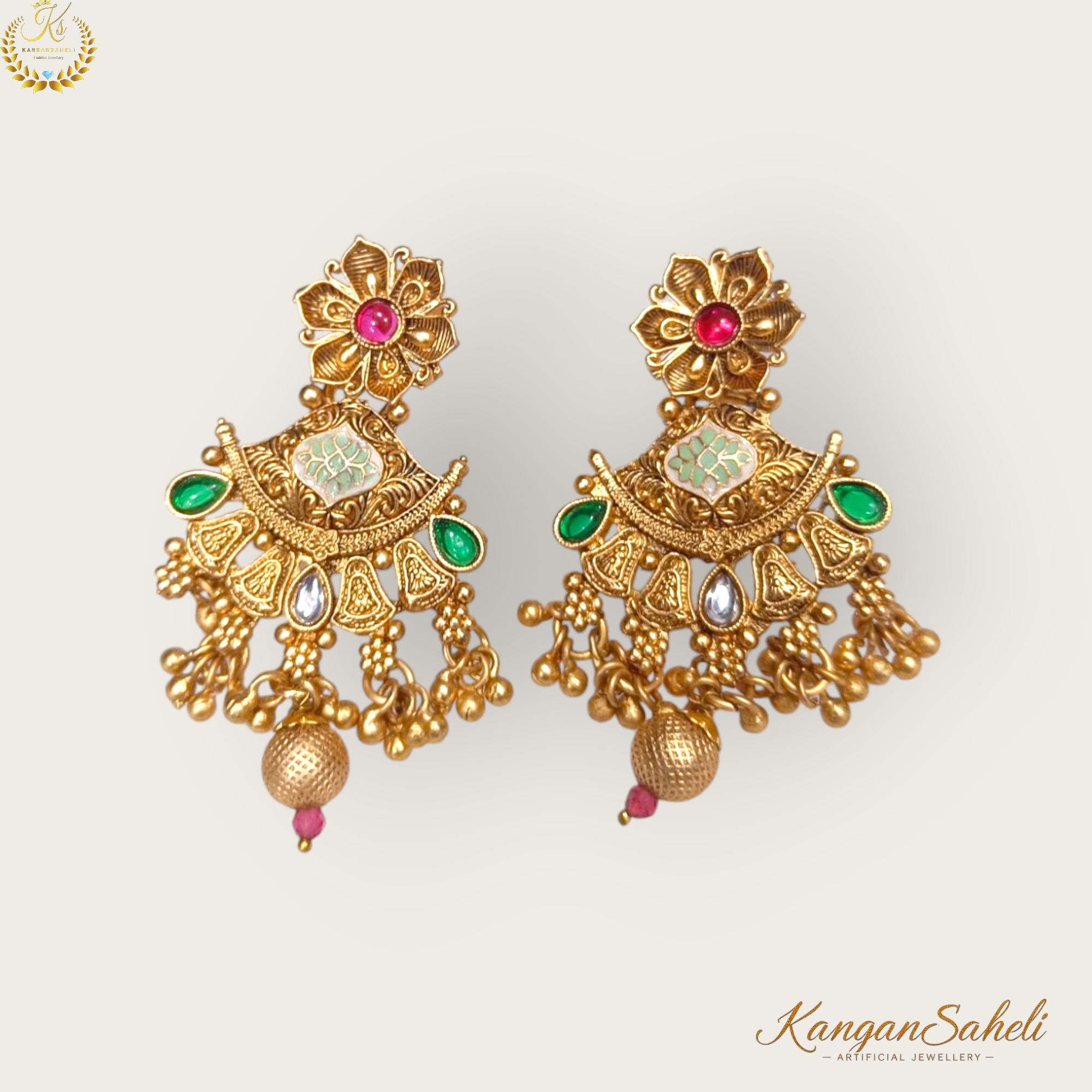 Traditional High Gold pendent with earrings set