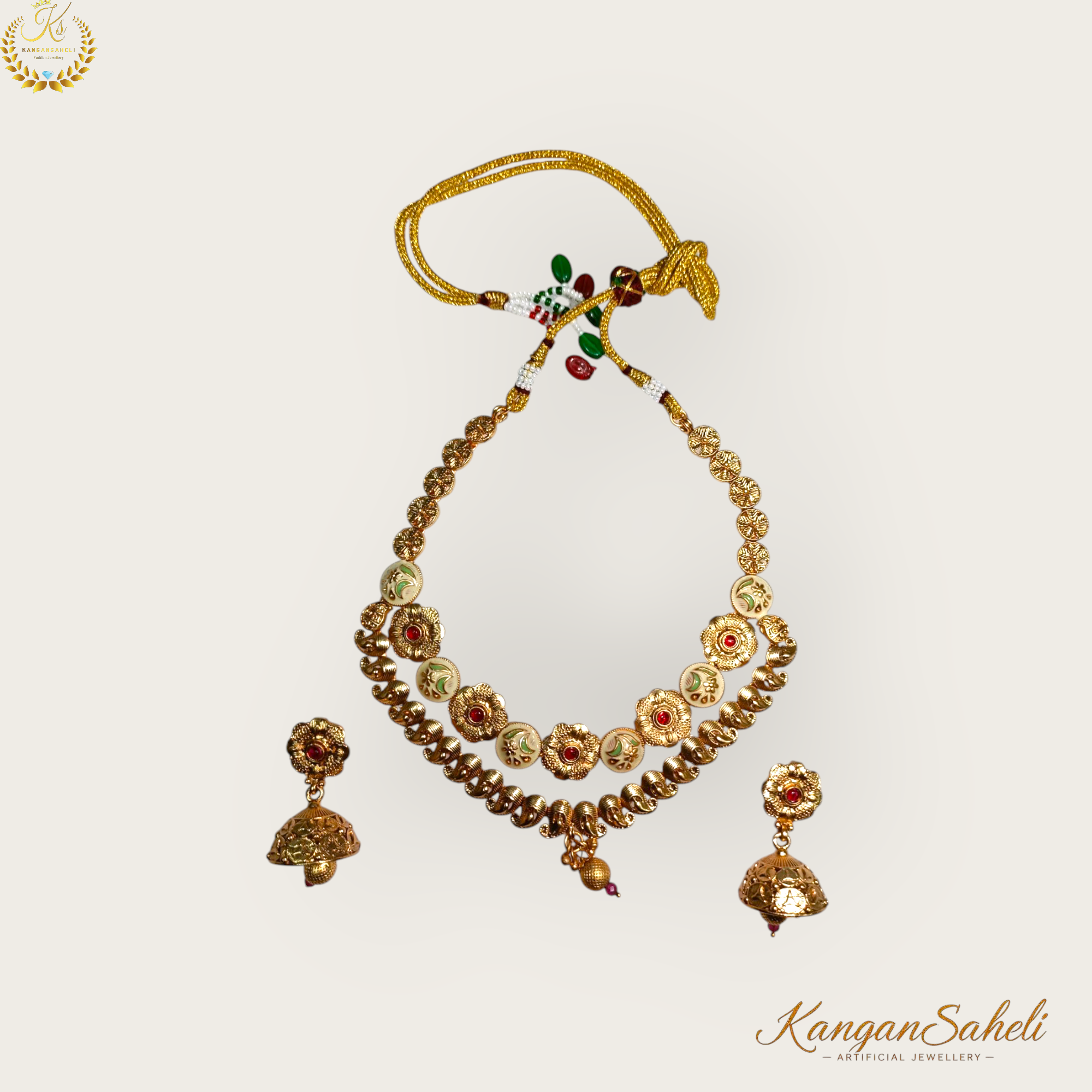 Gold-Plated Meenakari Necklace Set
