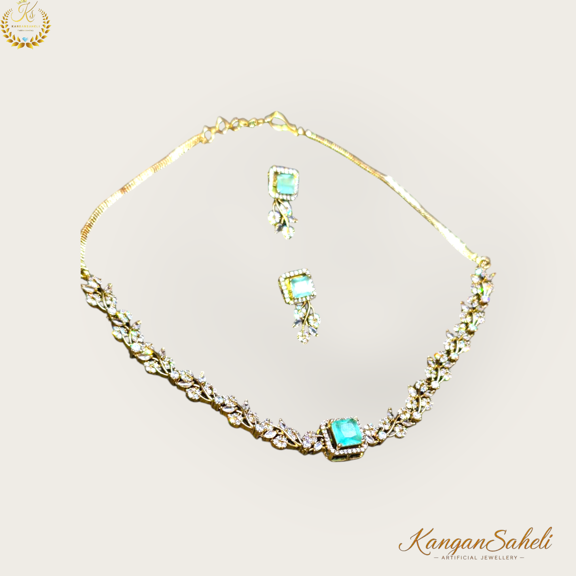 Elegant Interchangeable stoned AD Necklace Set