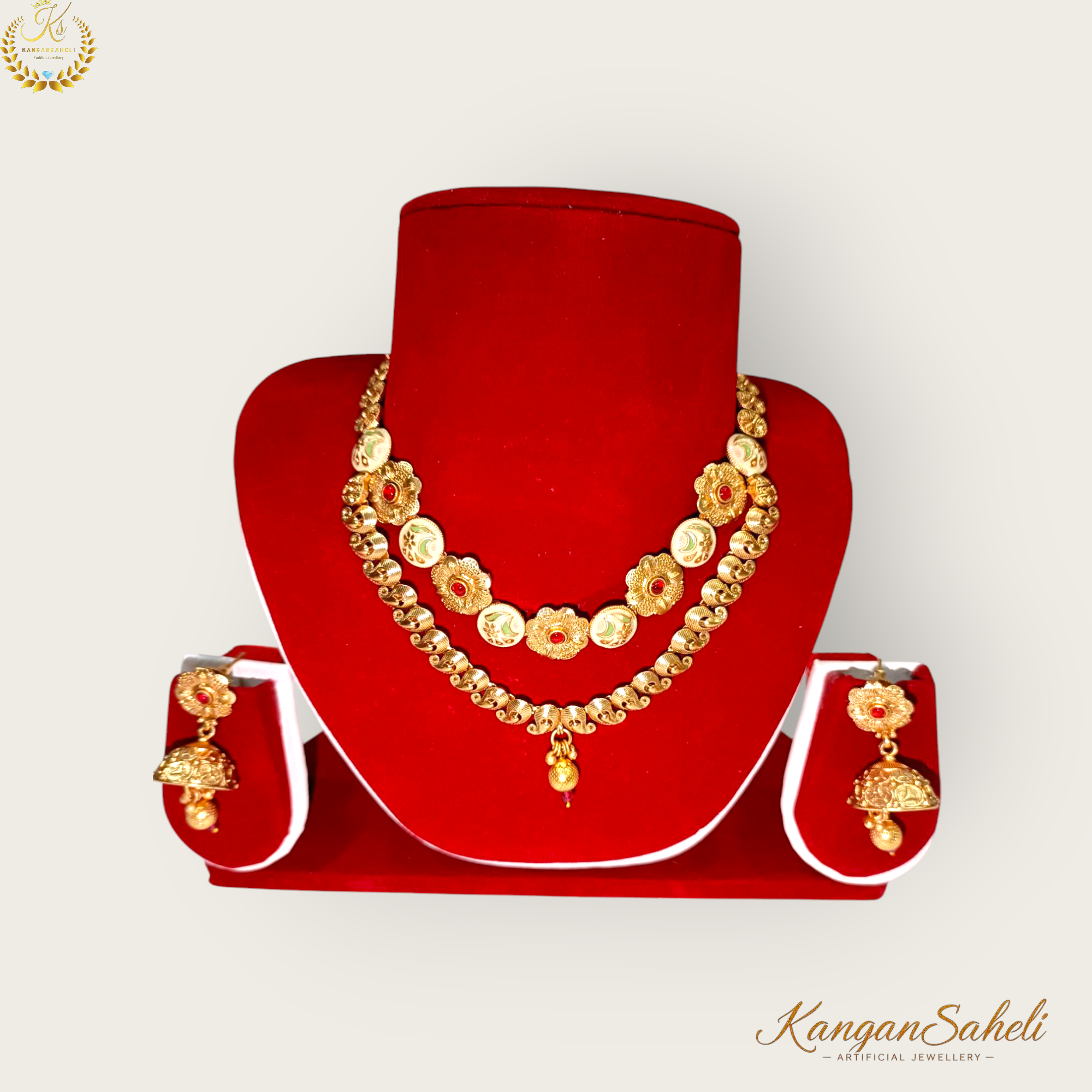 Gold-Plated Meenakari Necklace Set