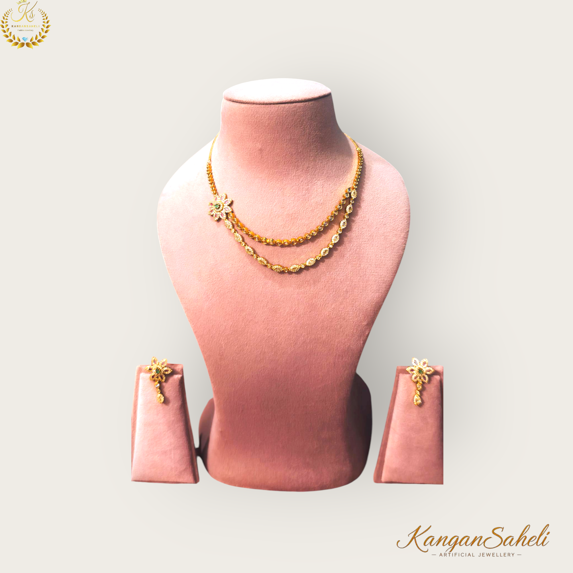 Gold Plated AD stoned Necklace