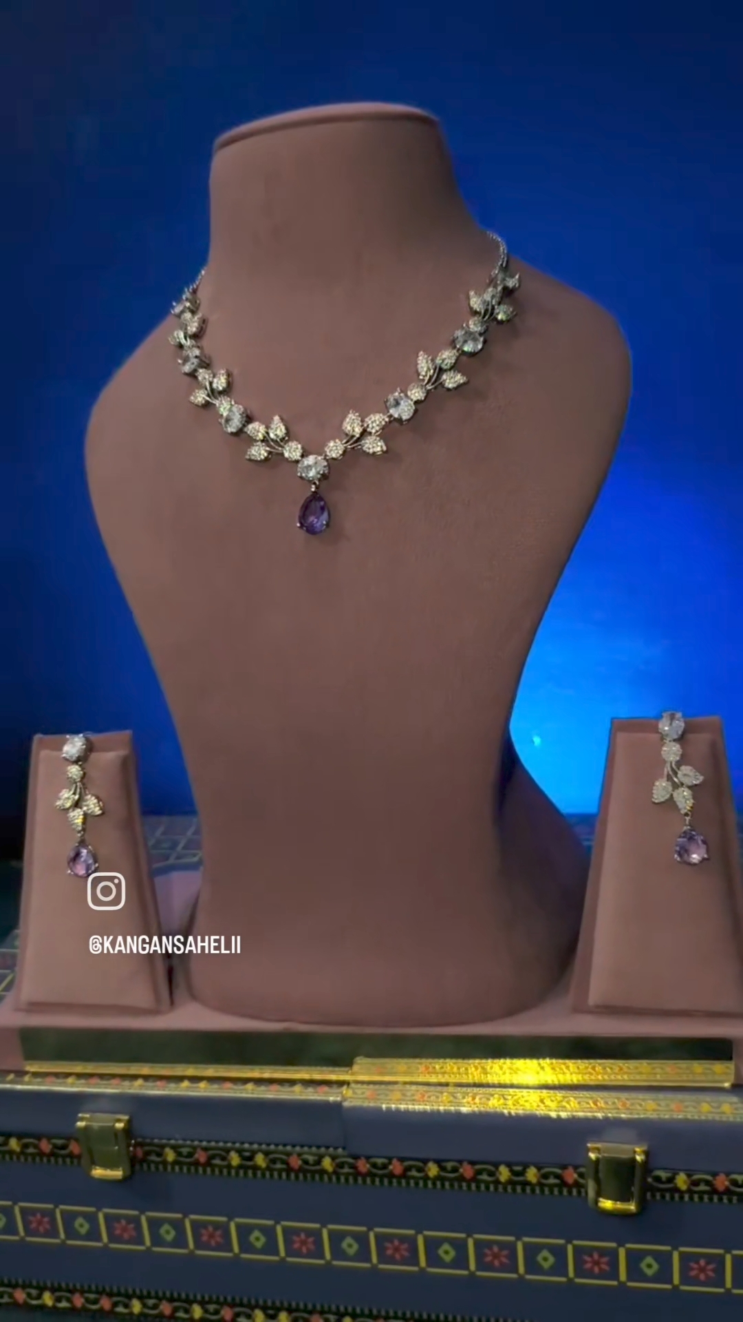 Purple stoned Exquisite AD Jewelry Set