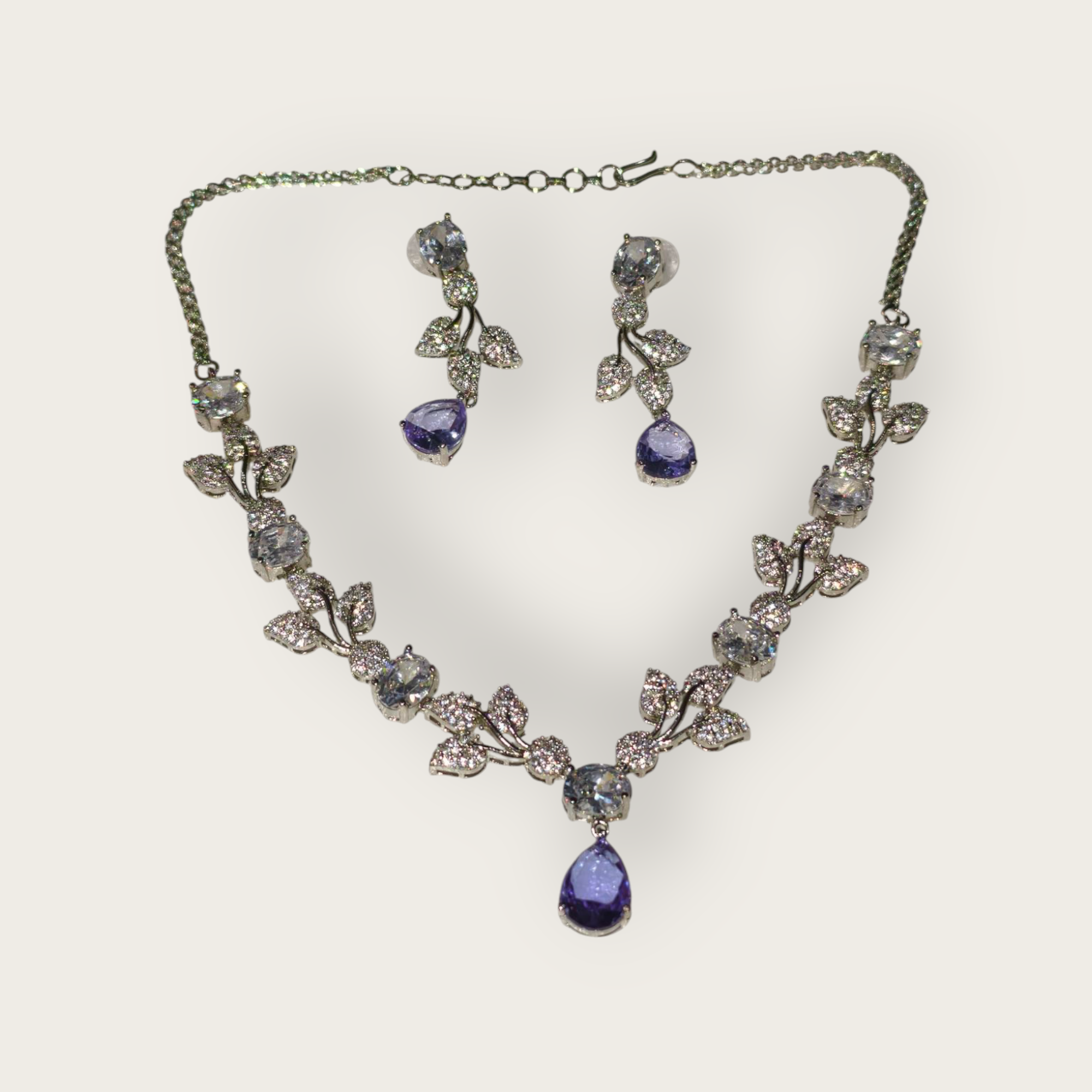 Purple stoned Exquisite AD Jewelry Set
