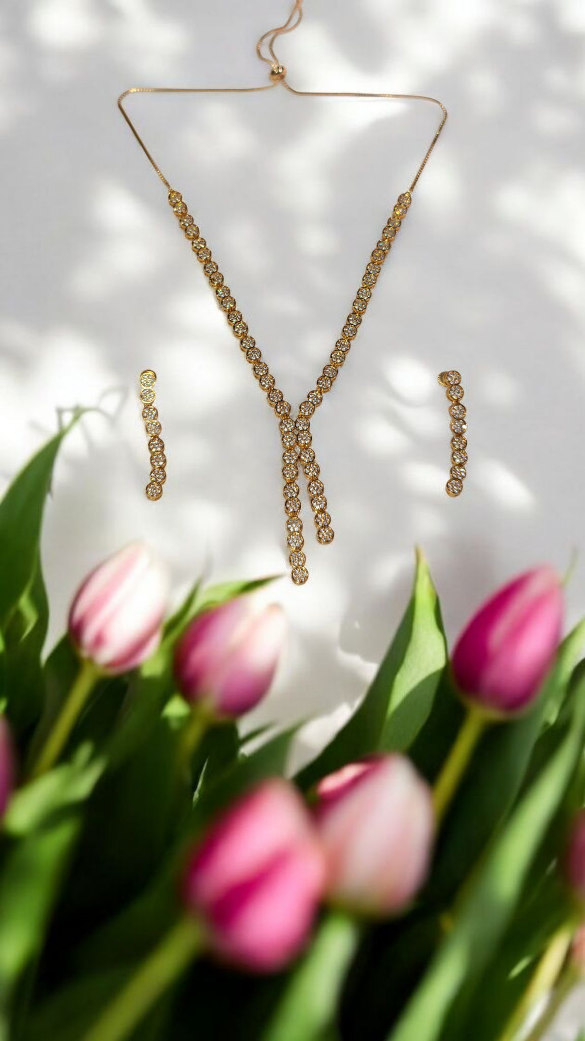 Gold Necklace and Earring Set