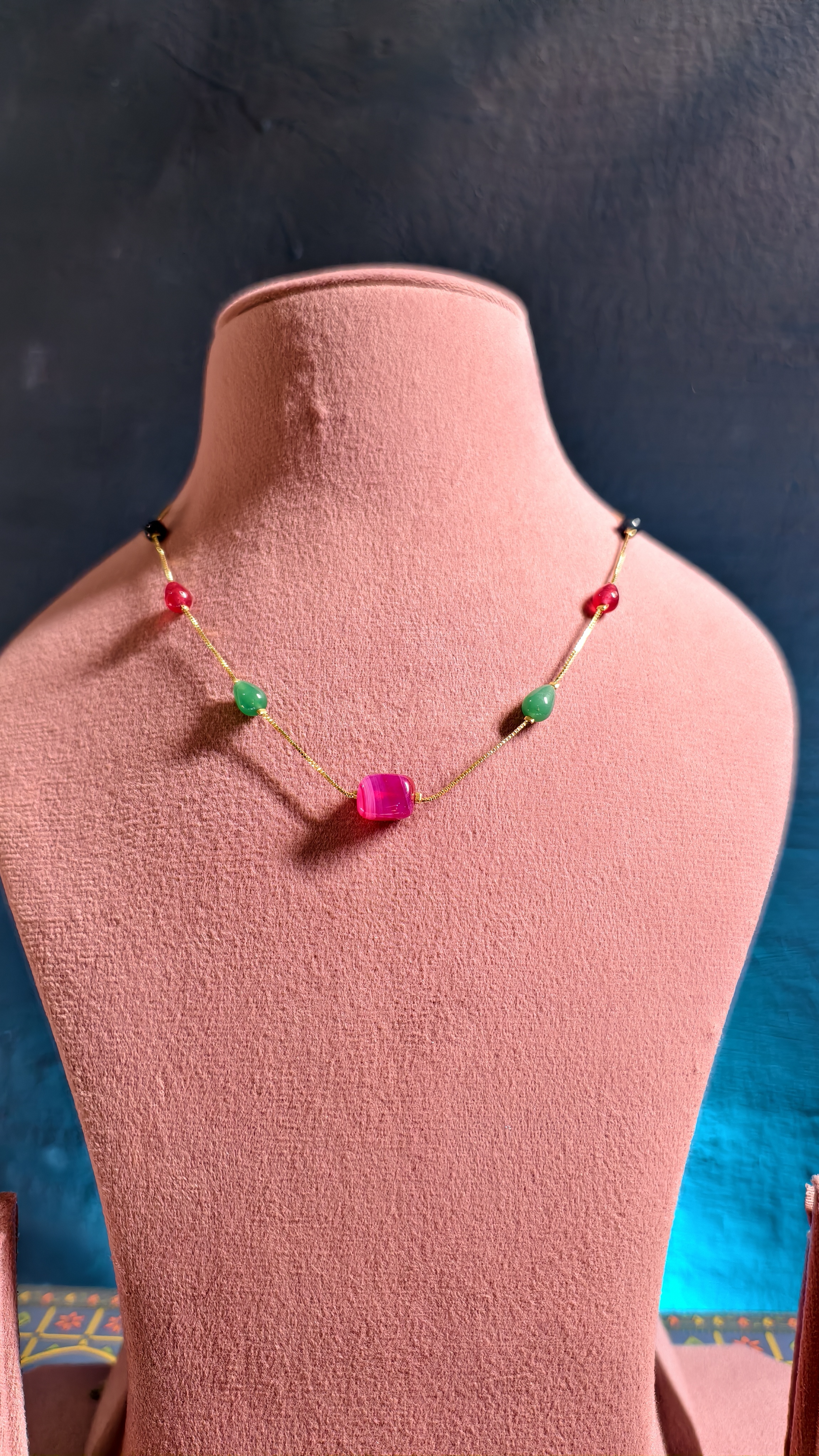 Colorful Stoned anti-tarnish gold plated chain...