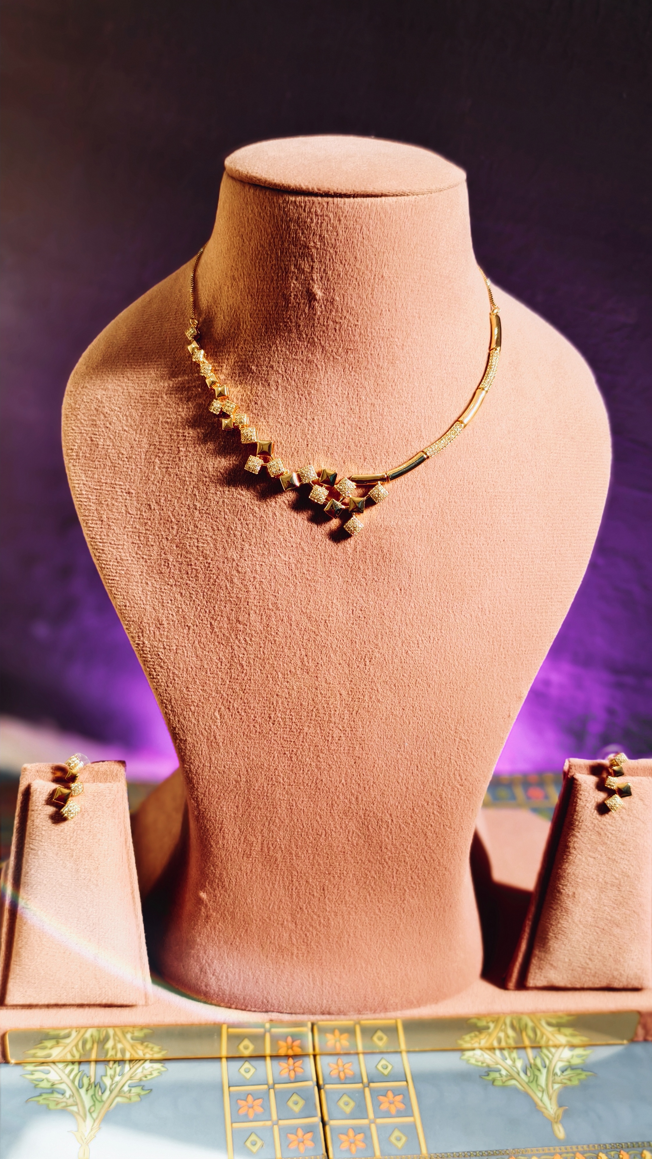 Elegant Rose gold Gold Necklace Set