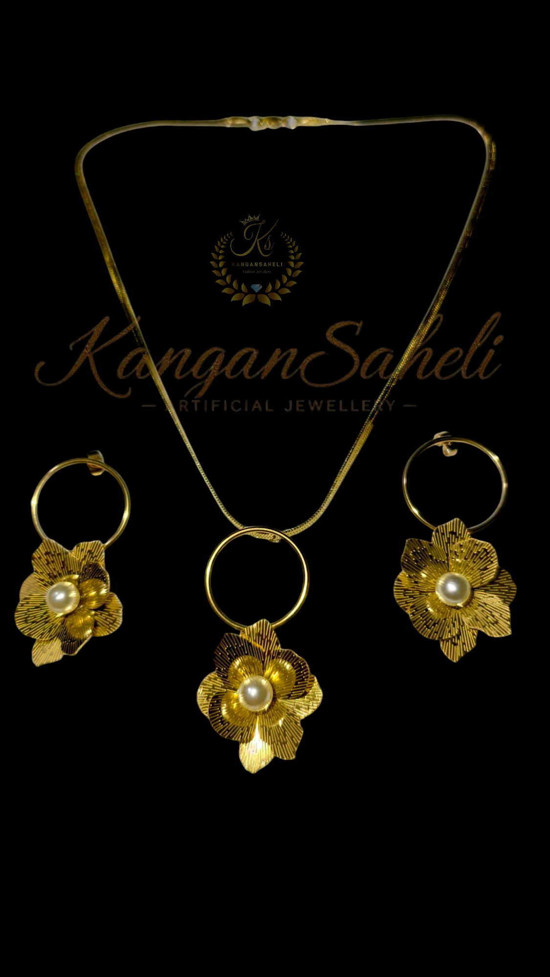 Fancy Gold Flower Jewelry Set