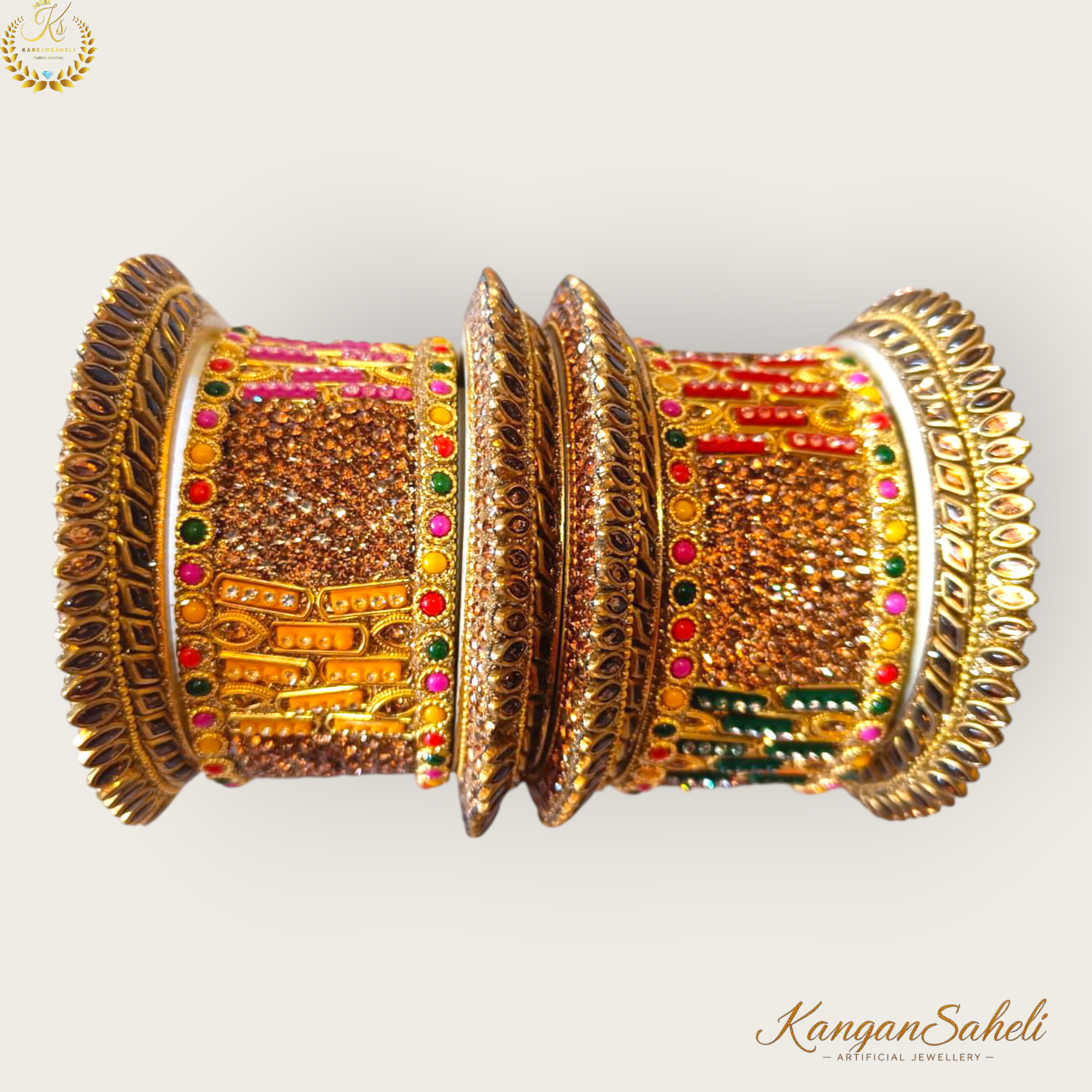 Gold-Plated Kundan stoned Bangles