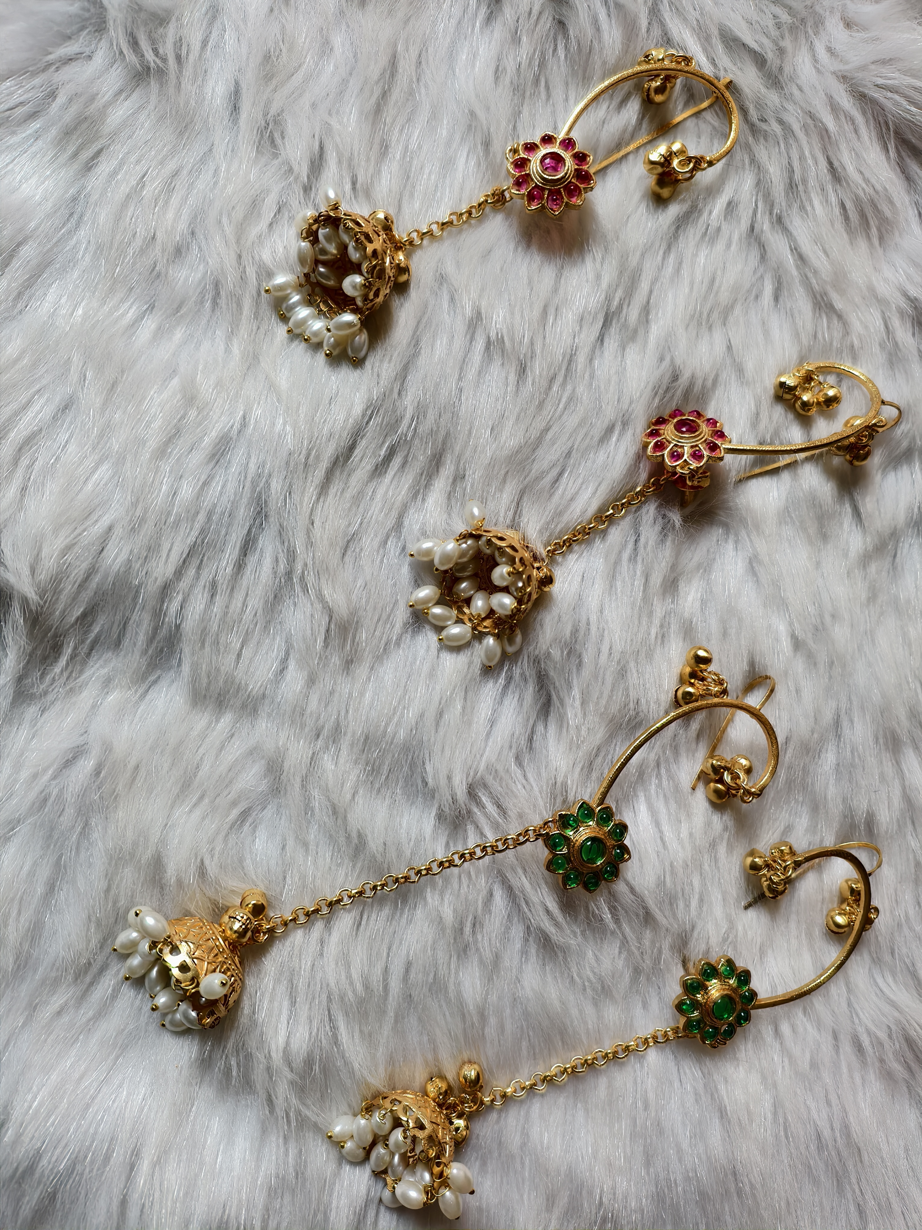 Traditional Kashmiri Ear cups with earrings 