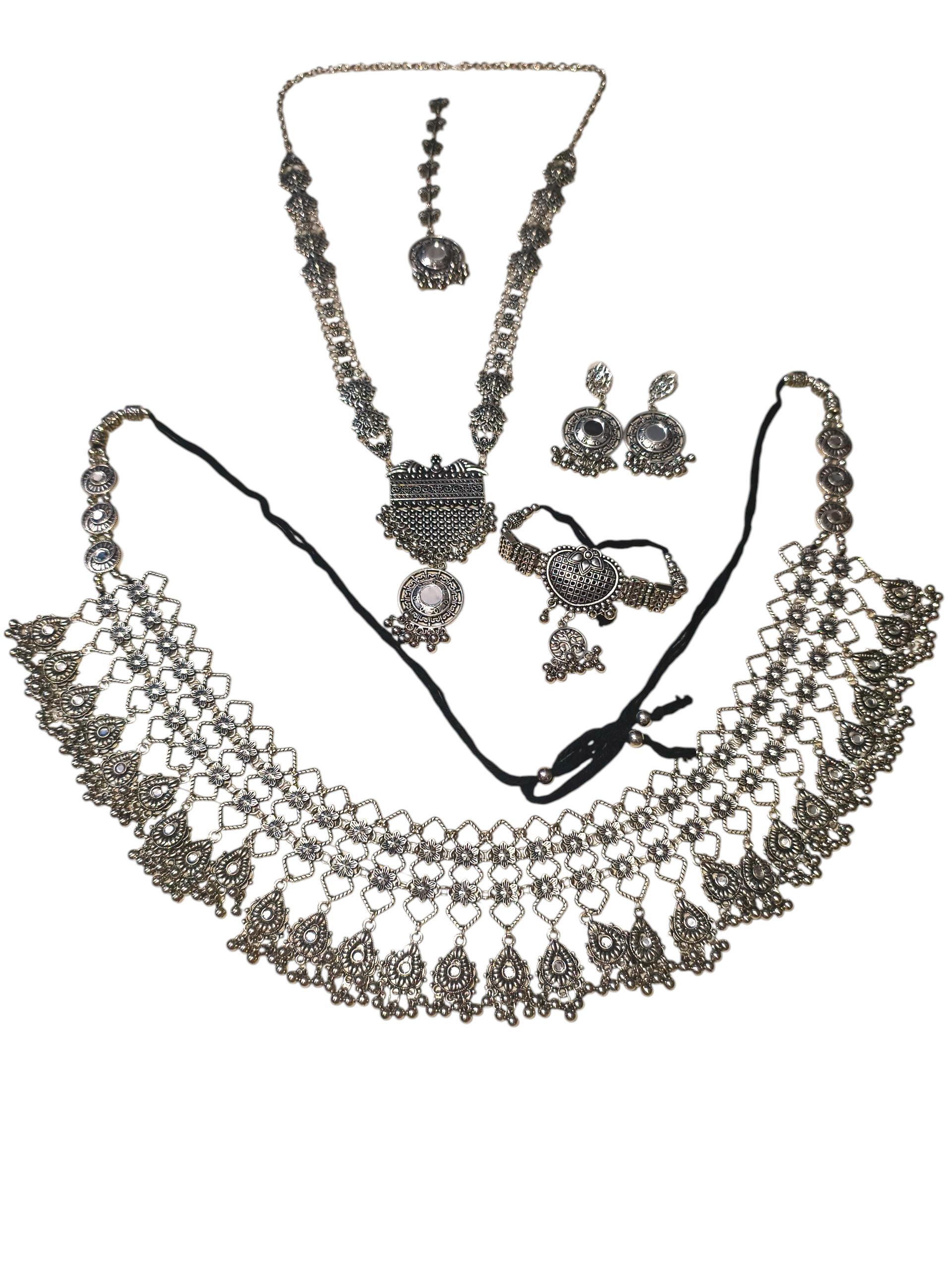 Antique Silver Plated Jewelry Set