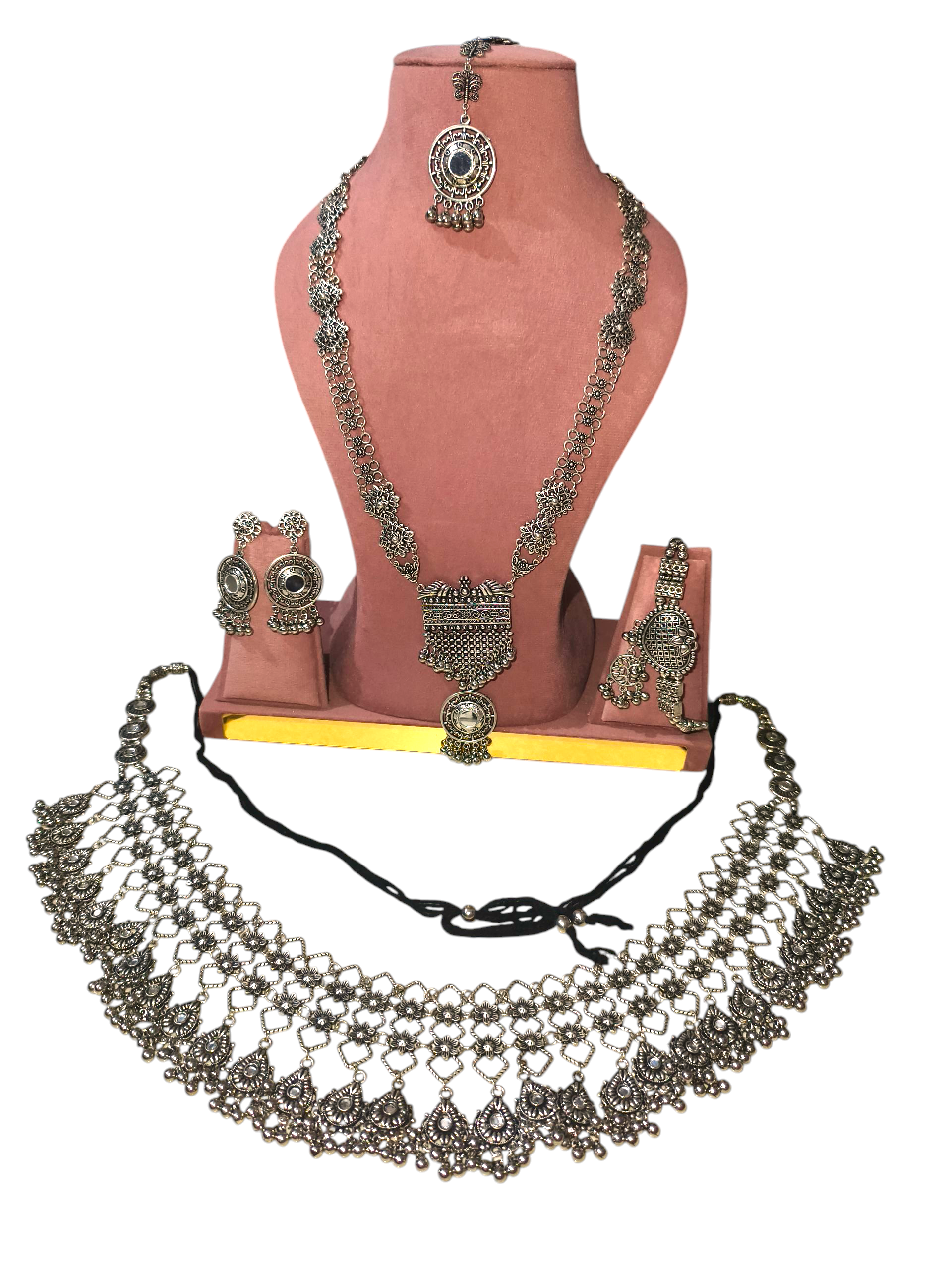 Antique Silver Plated Jewelry Set