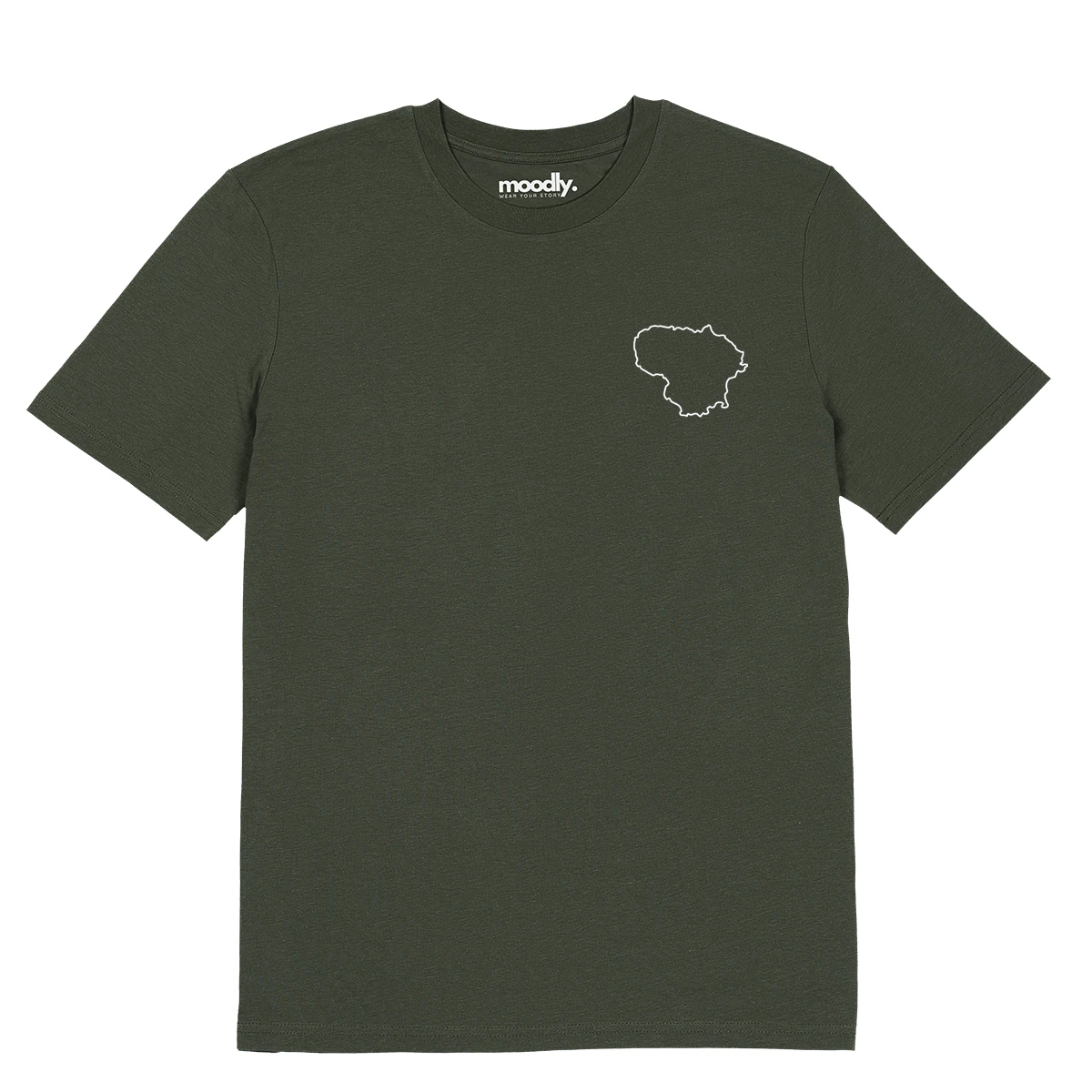 Lietuvos kontūrai siuvinėti marškinėliai