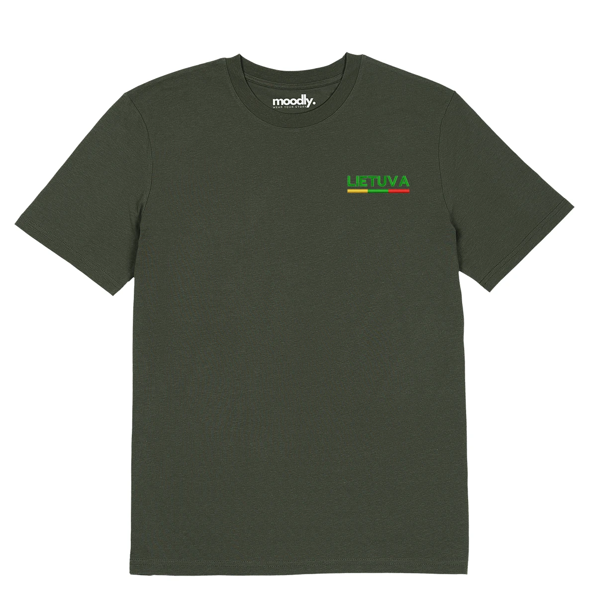 Lietuva su vėliava siuvinėti marškinėliai