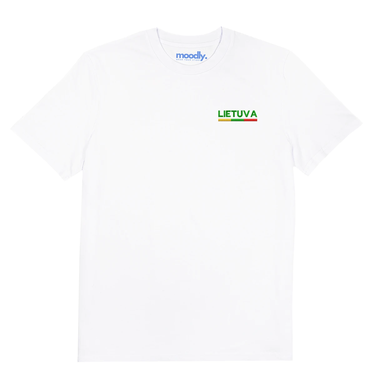 Lietuva su vėliava siuvinėti marškinėliai