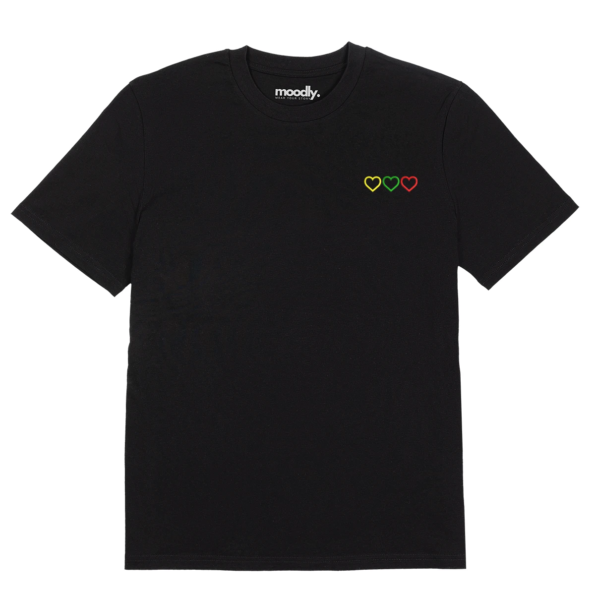 3 širdys siuvinėti marškinėliai