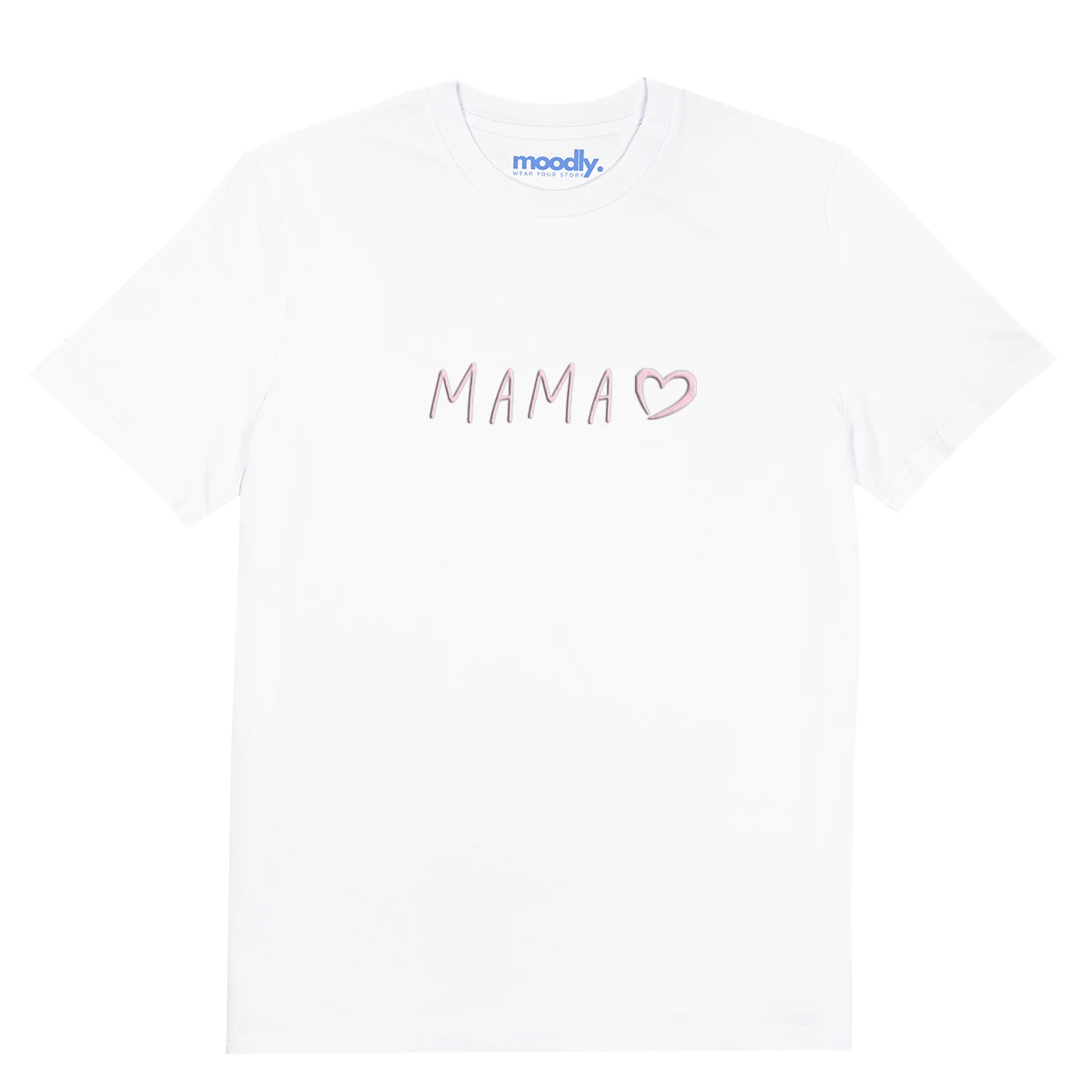 Mama širdelė siuvinėti marškinėliai