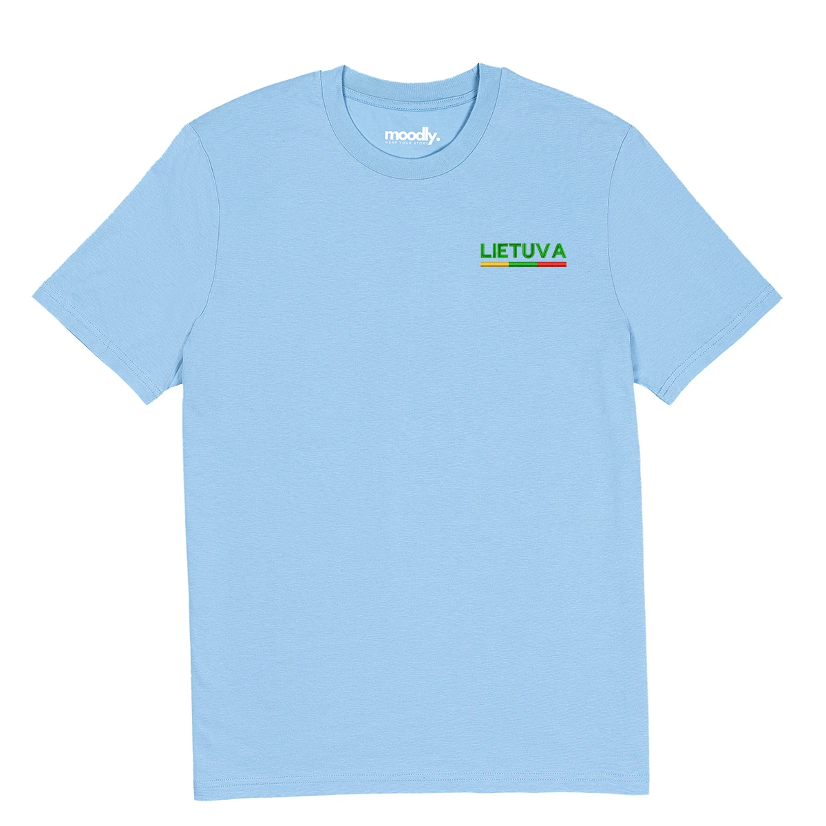 Lietuva su vėliava siuvinėti marškinėliai