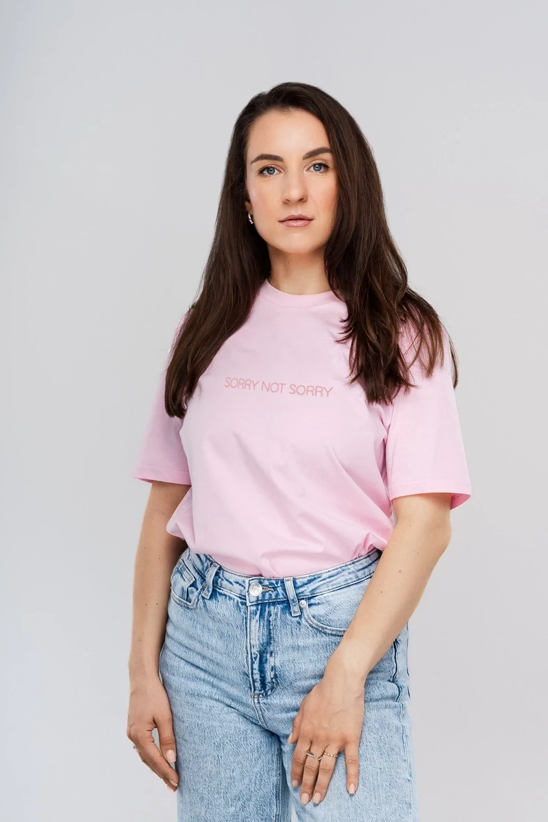 SORRY NOT SORRY siuvinėti marškinėliai