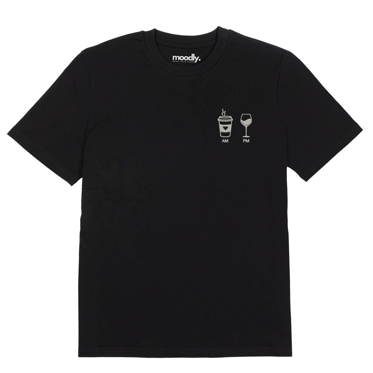 AM ir PM siuvinėti marškinėliai