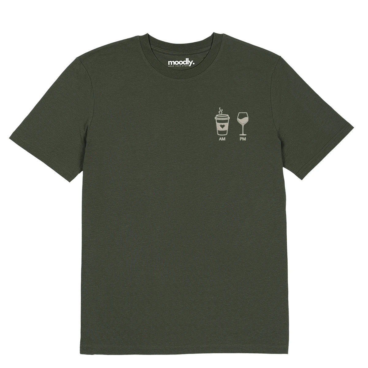 AM ir PM siuvinėti marškinėliai