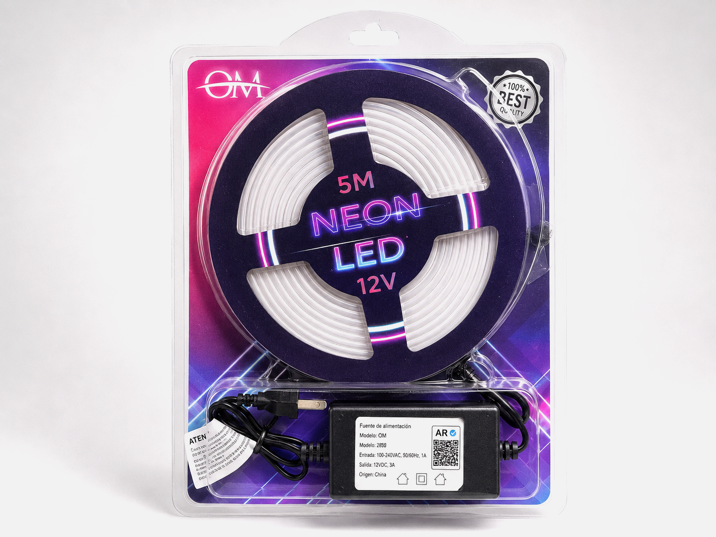 Manguera Tira Neon LED Flexible OM 12V (5 Metros) - Blanco Frío