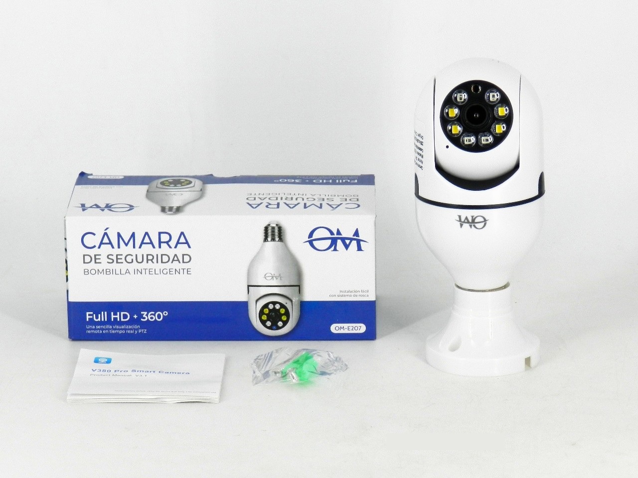 Cámara de Seguridad Bombilla Inteligente OM-E207 (Full HD + 360°)