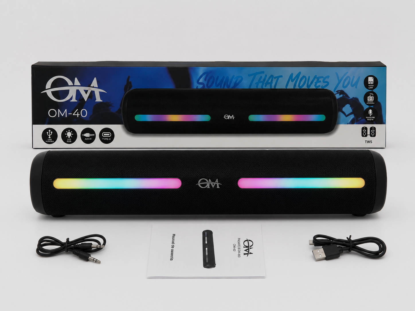 Parlante Inalámbrico Portable / Barra de Sonido OM-40 "Sound That Moves You"