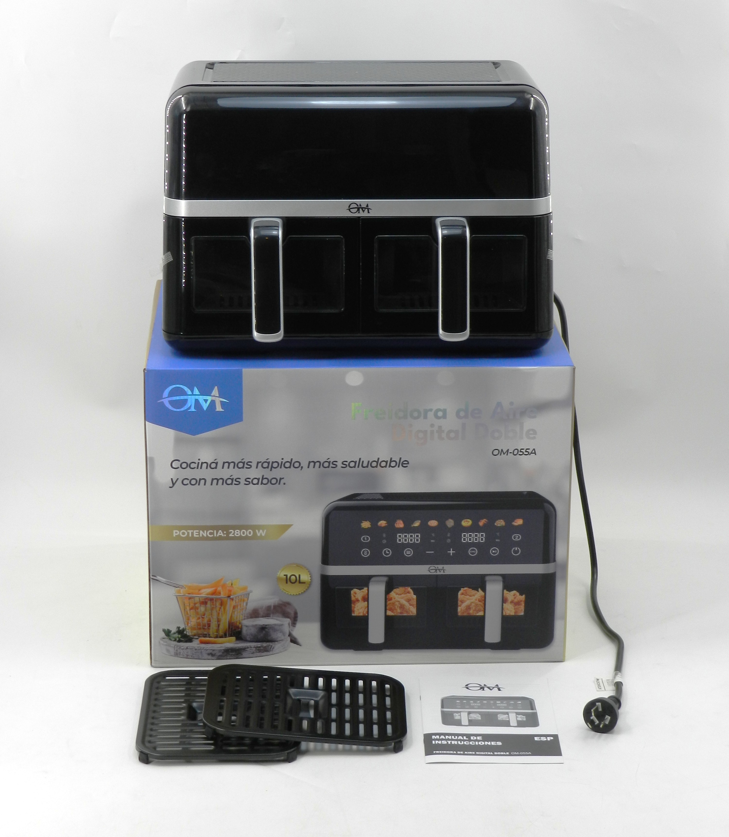 Freidora De Aire Digital Doble OM-055A 10L 2800w Dual Basket