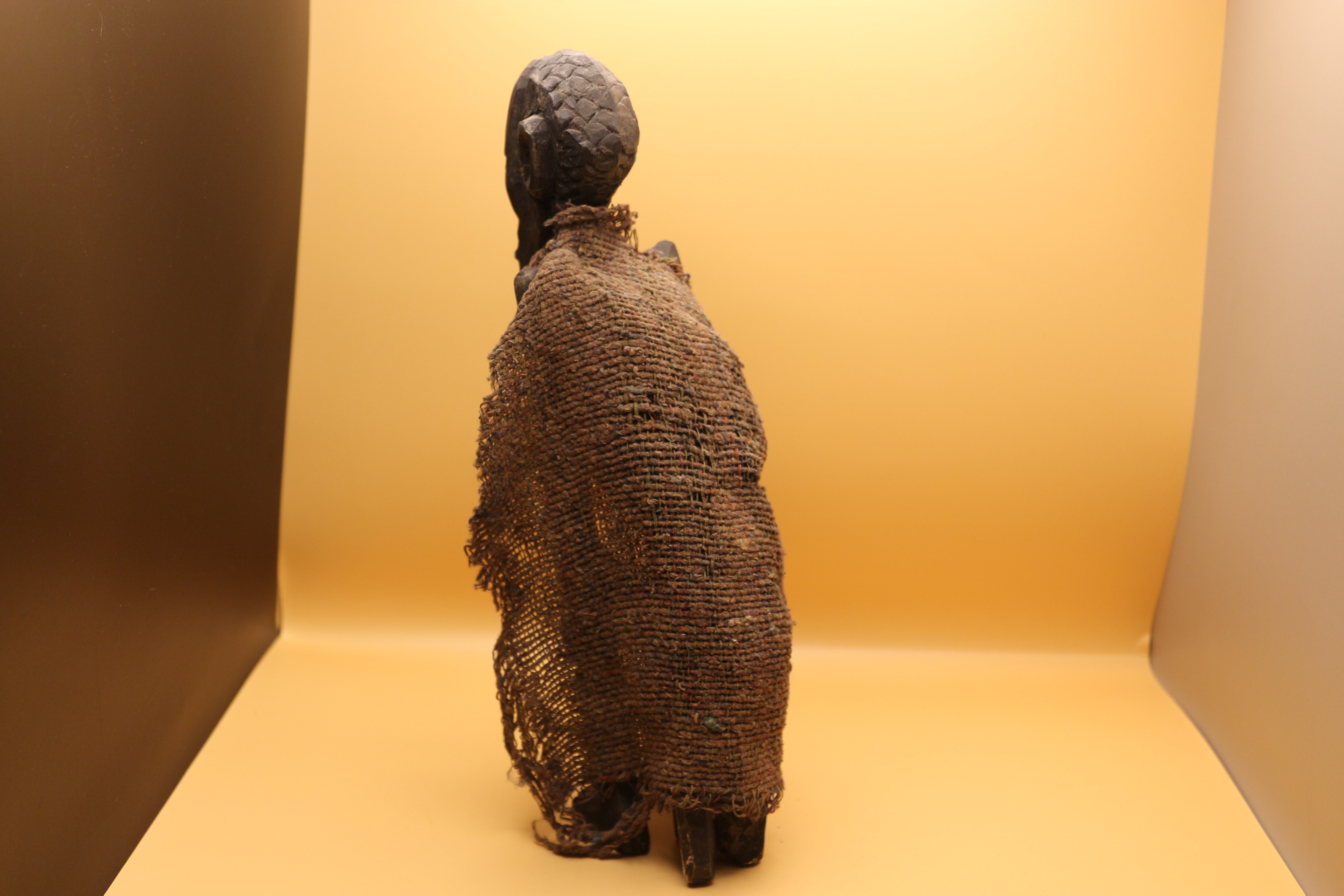 Antique African Hand Carved Wooden Man with Walking Stick.  