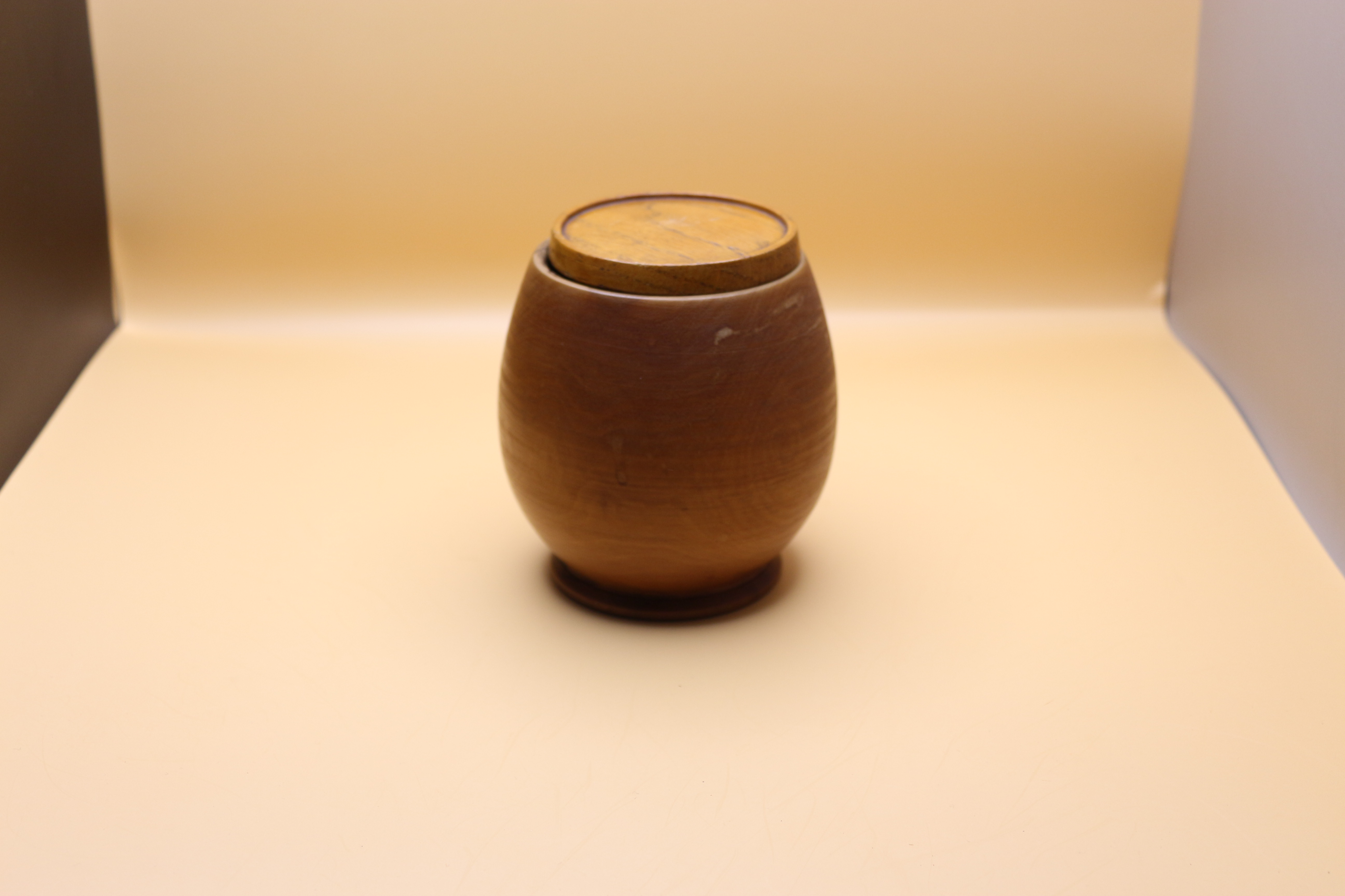 Hand Carved Polish 'Barrel' Tea Caddy with lid Circa 1940