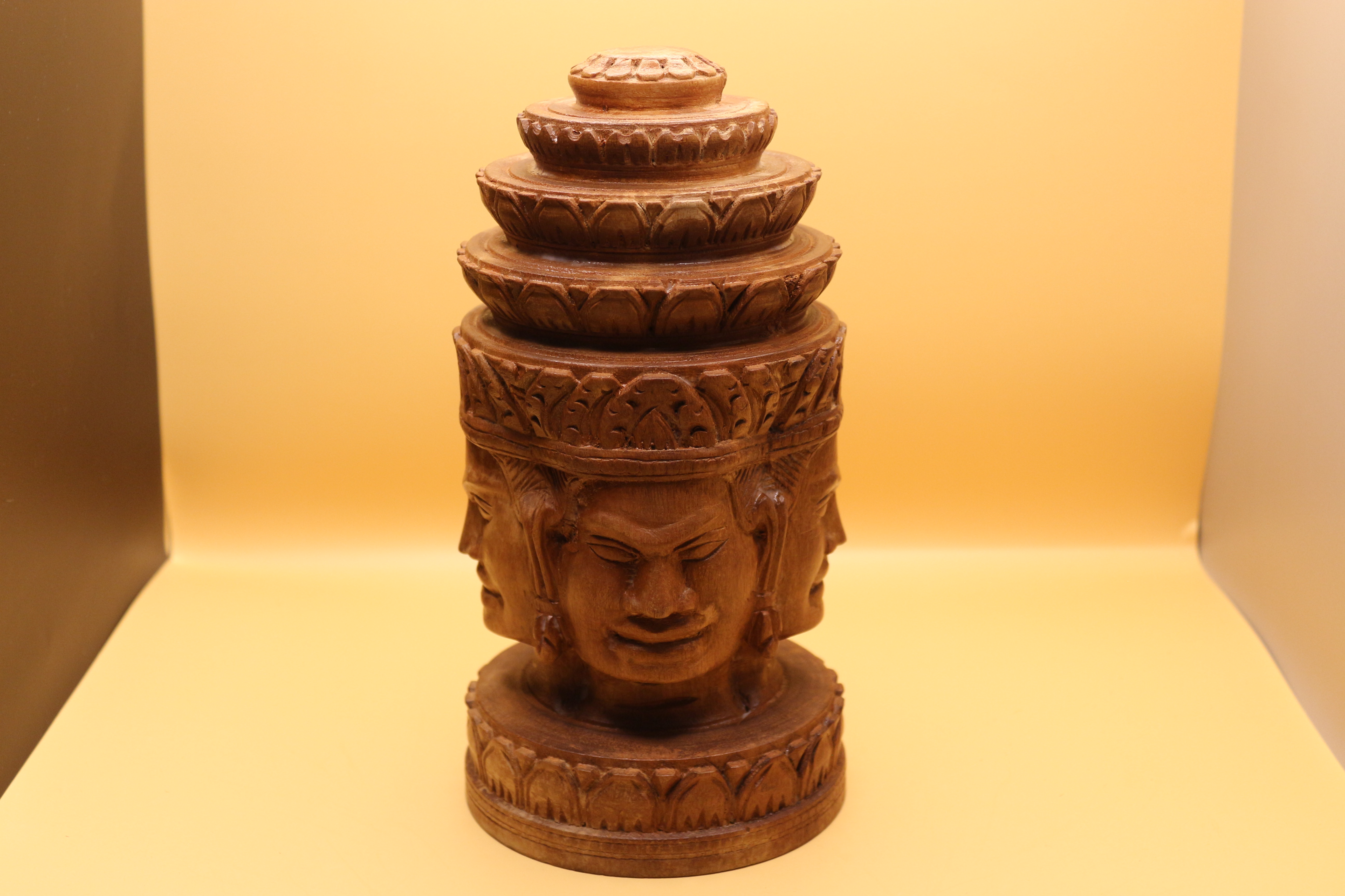 Vintage Hand Carved Tibetan Four-Faced Buddha Statue ~ Phra Phrom ~ Himalayan Carving