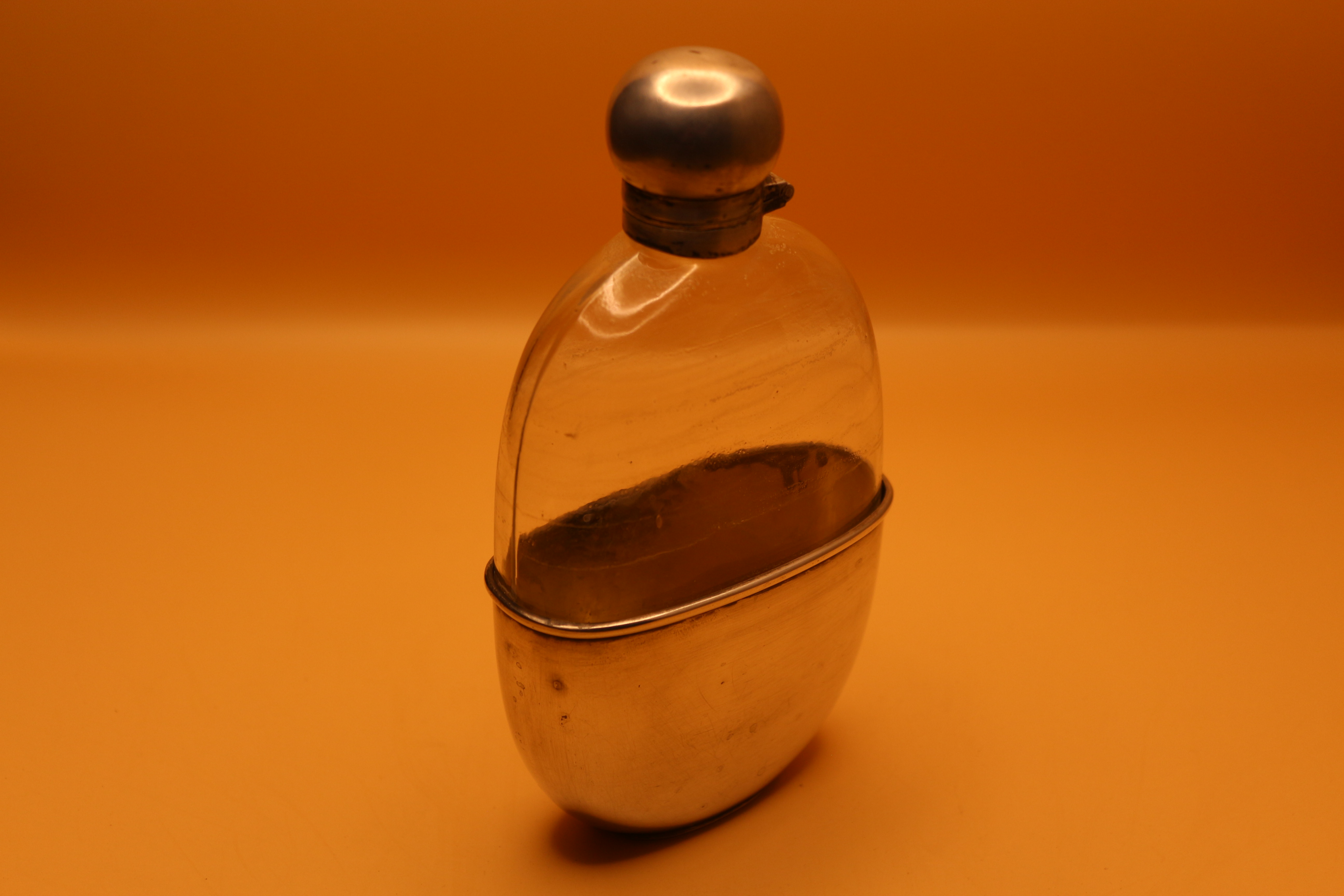 1910 Silver Plate and Glass Hip Flask With 'Removable' Drinking Cup