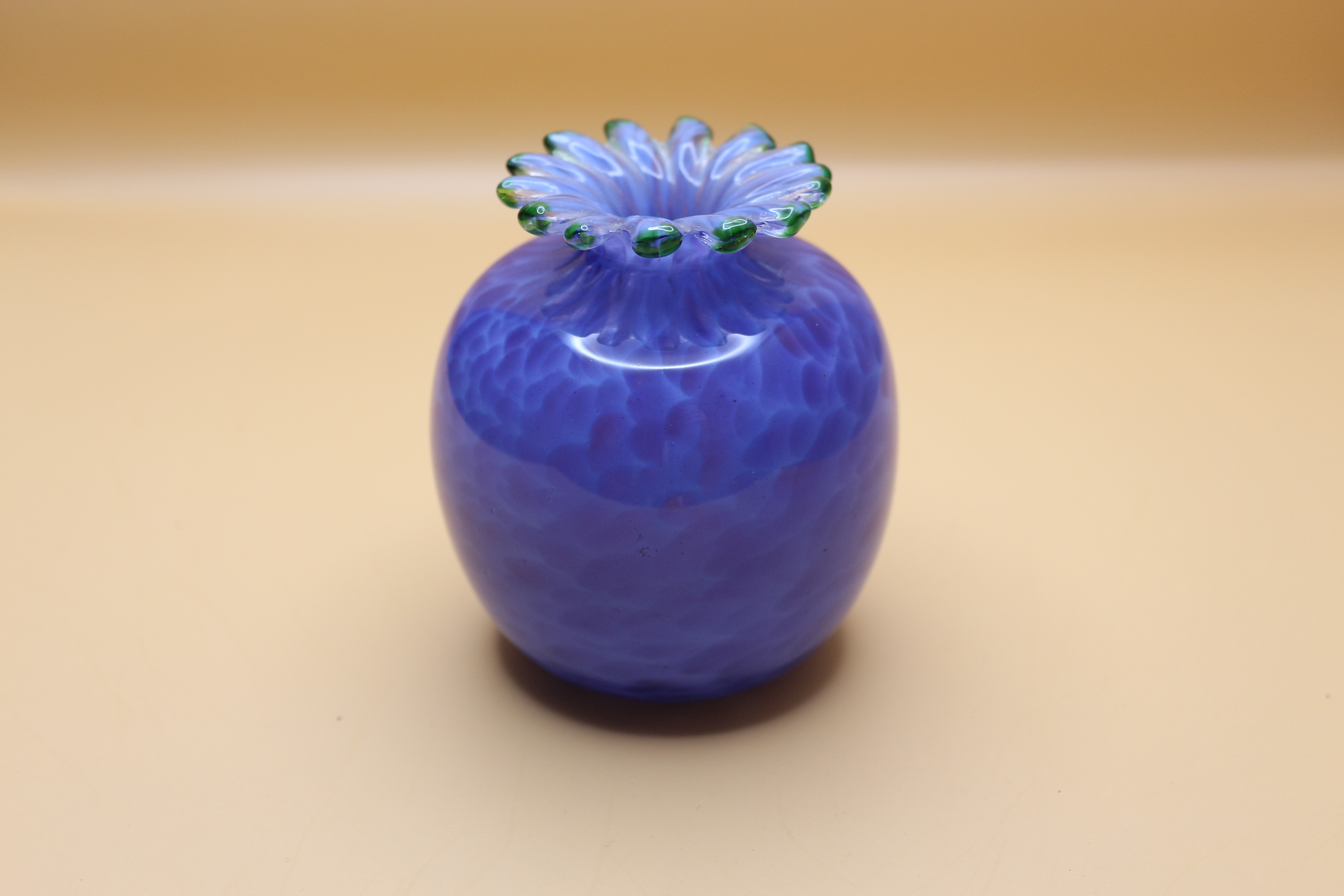 Vintage Hand Blown Island Studio Glass Guernsey Ultramarine Blue 'Coral Polyp' Miniature Vase  C.1970s