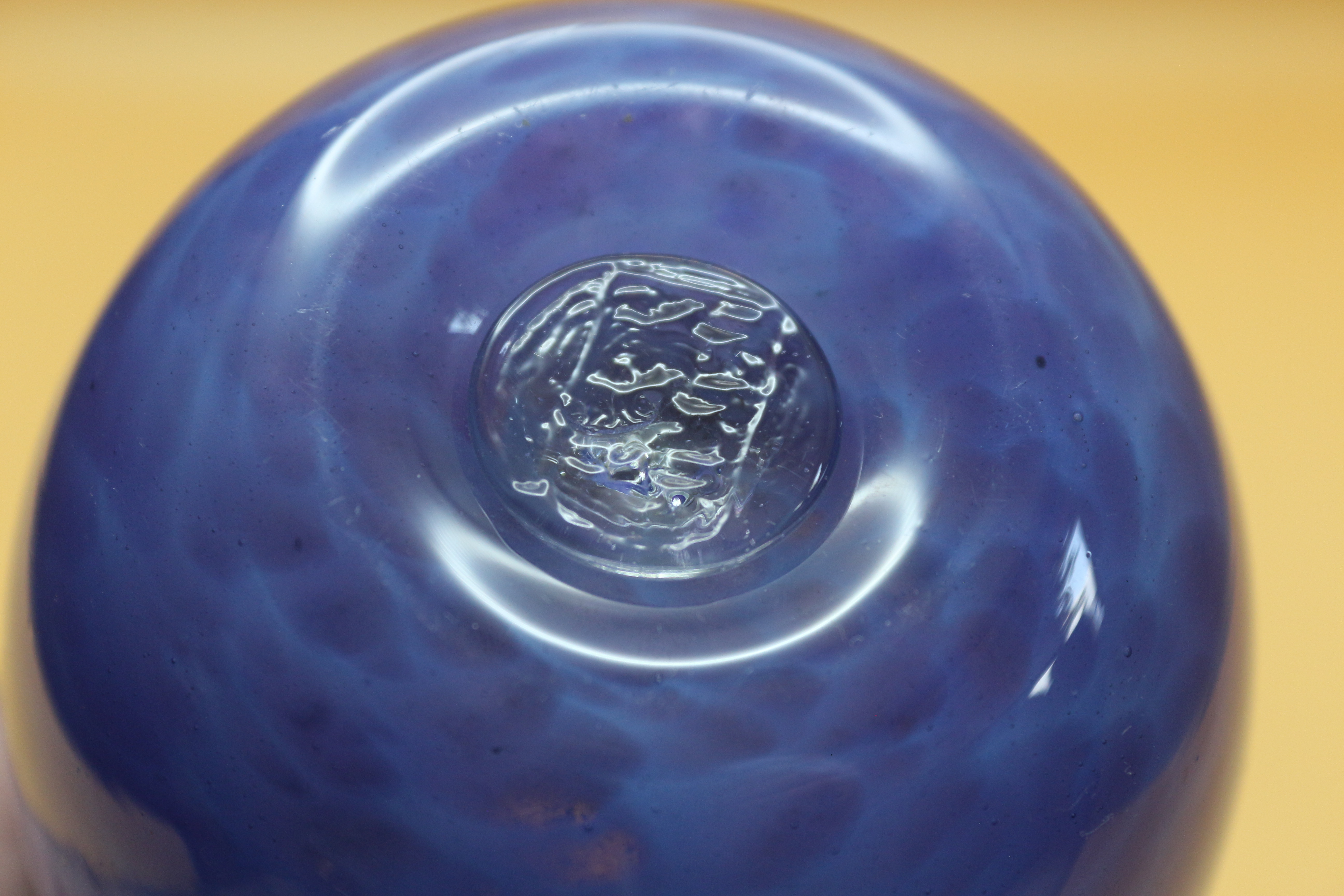 Vintage Hand Blown Island Studio Glass Guernsey Ultramarine Blue 'Coral Polyp' Miniature Vase  C.1970s