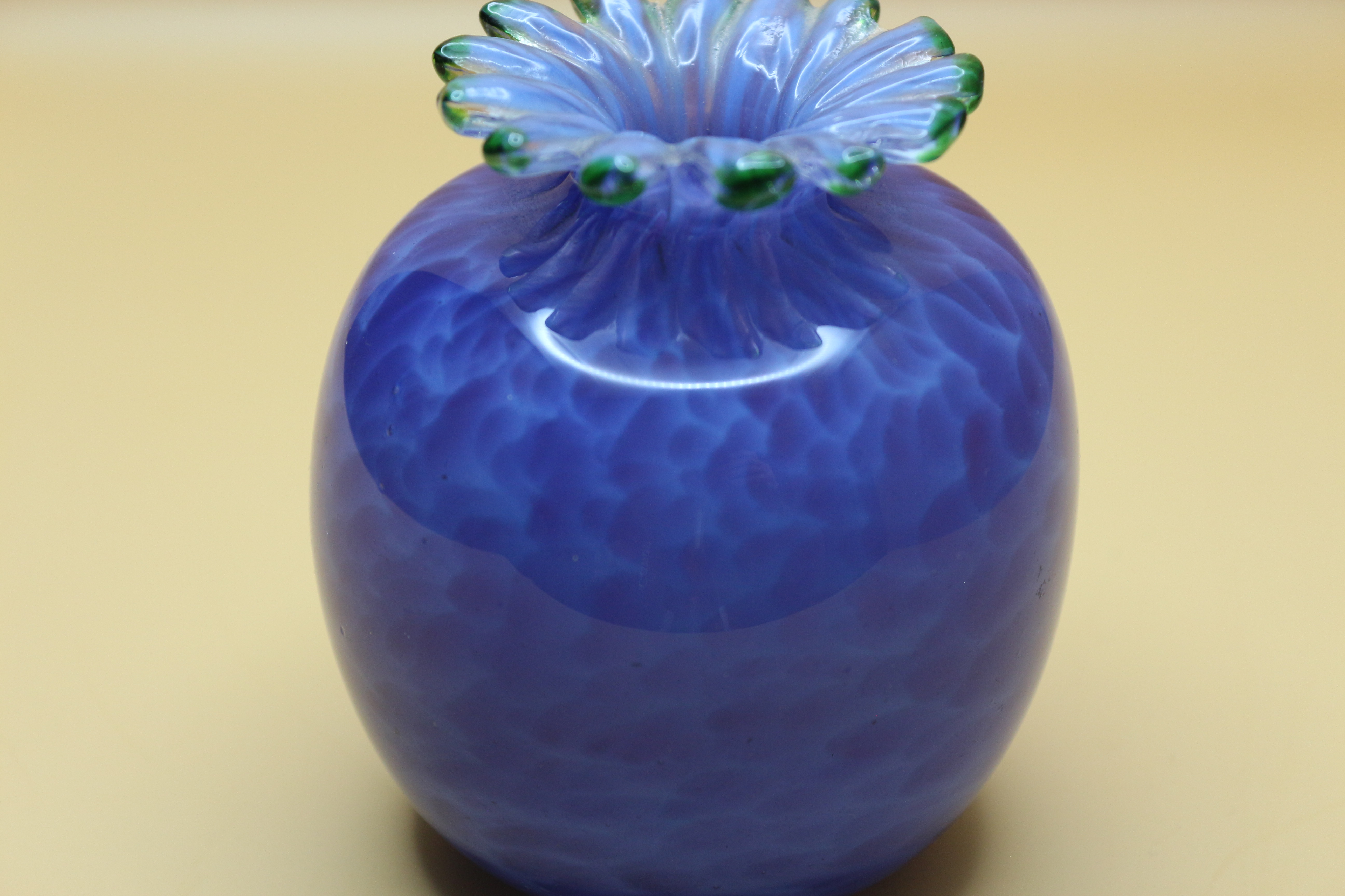 Vintage Hand Blown Island Studio Glass Guernsey Ultramarine Blue 'Coral Polyp' Miniature Vase  C.1970s