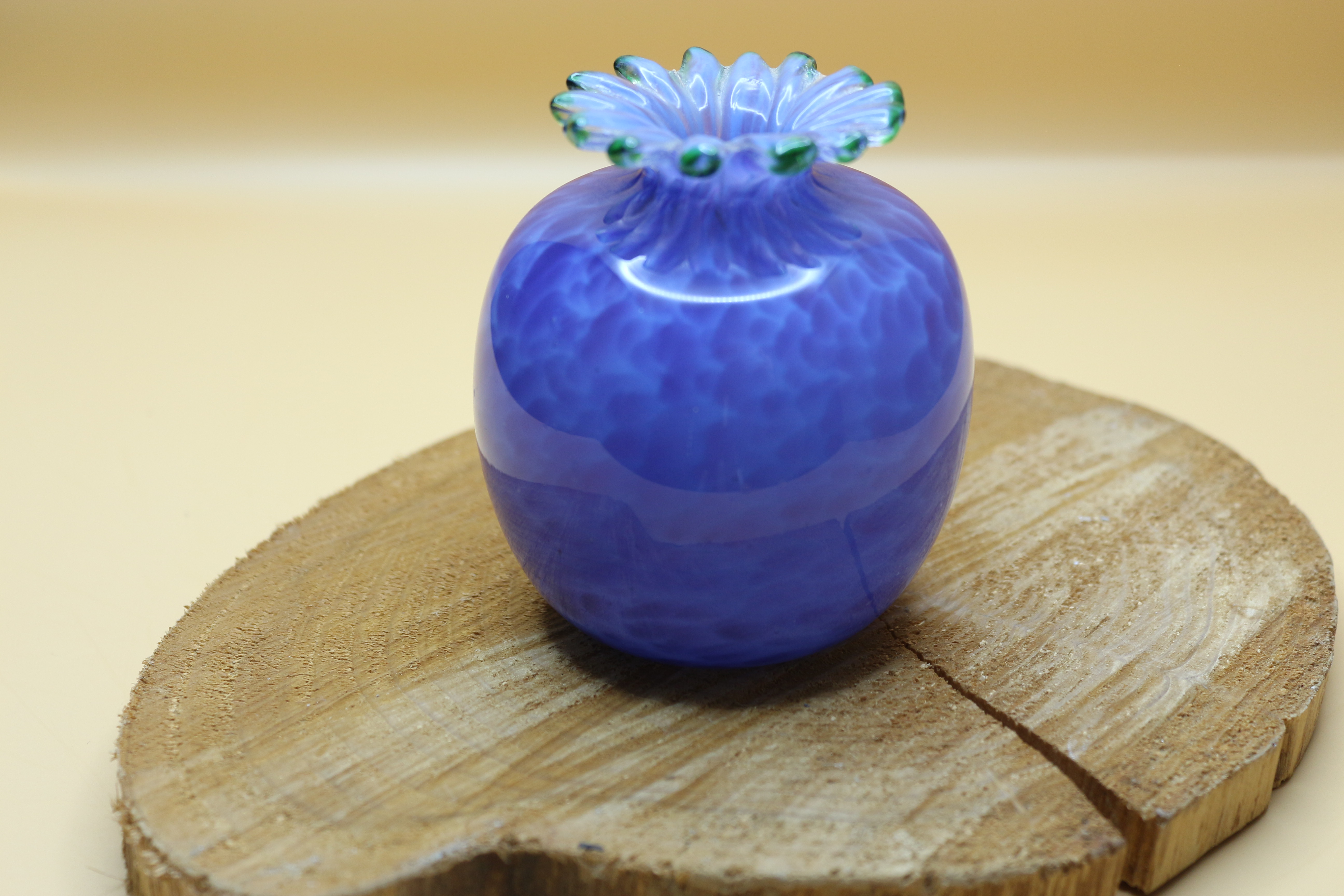 Vintage Hand Blown Island Studio Glass Guernsey Ultramarine Blue 'Coral Polyp' Miniature Vase  C.1970s