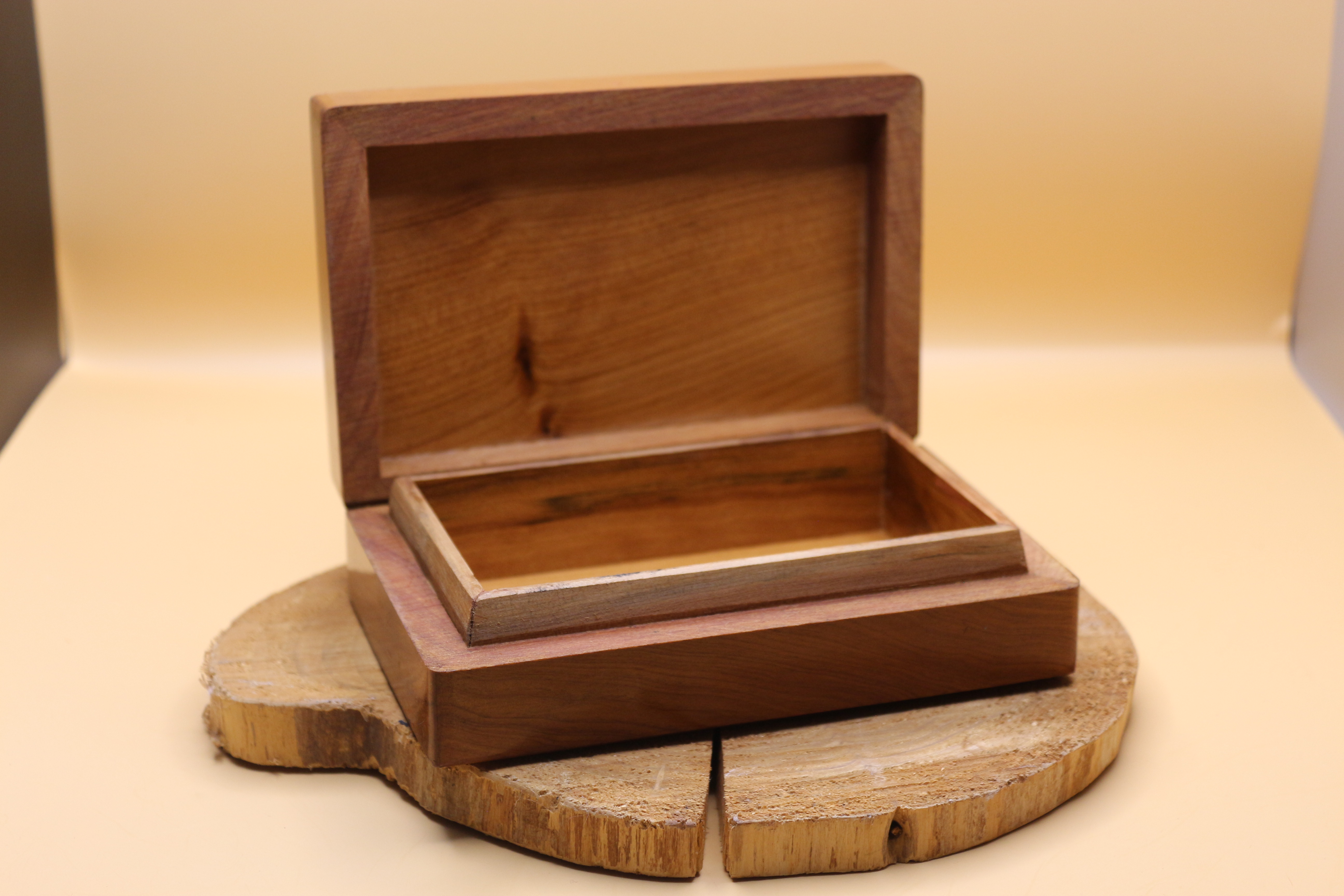 A Beautiful Burr Walnut and Yew Morrocan Wooden Trinket Box 