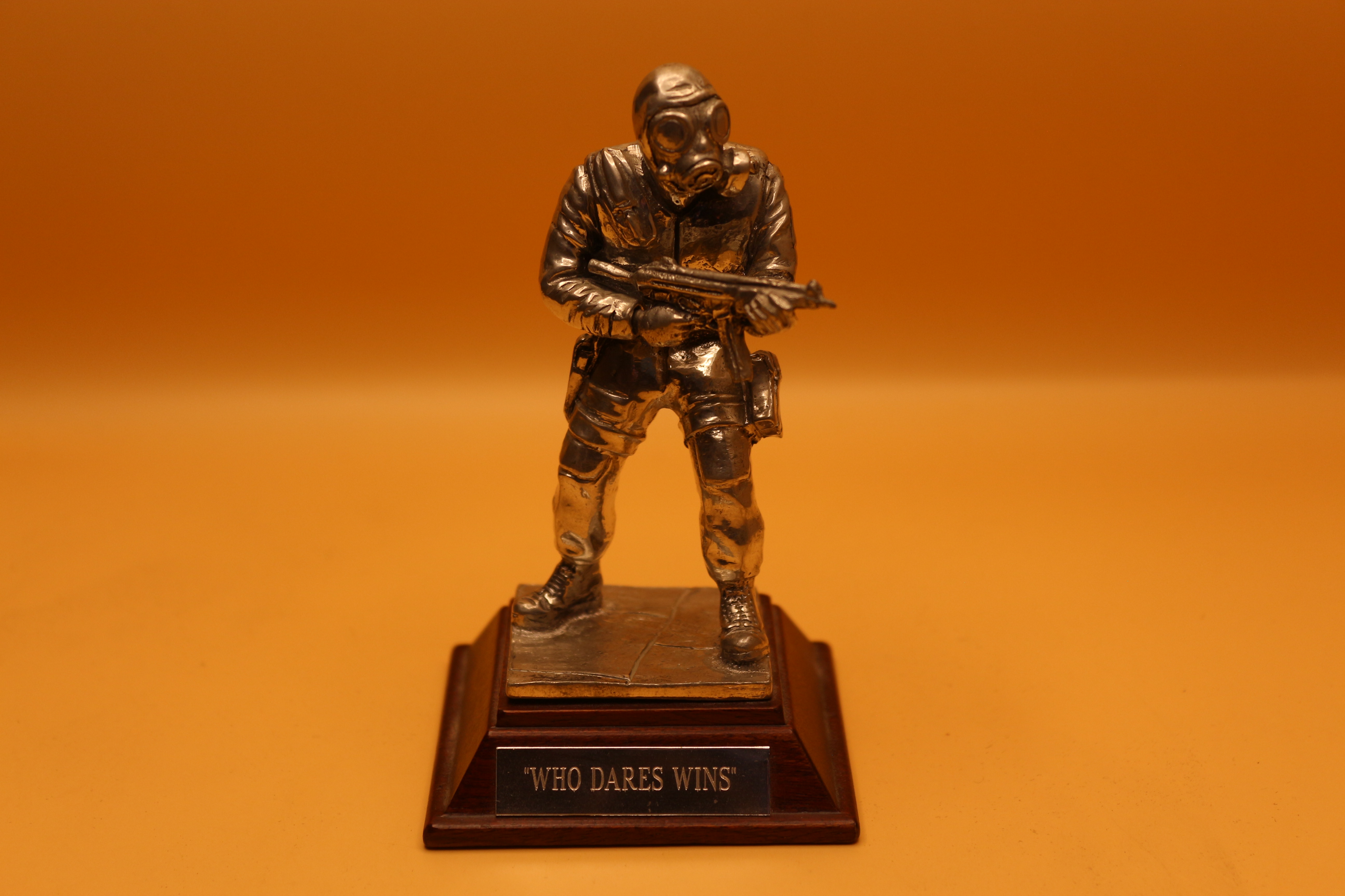 'Who Dares Wins' English Miniatures Pewter Military Figure on Plinth