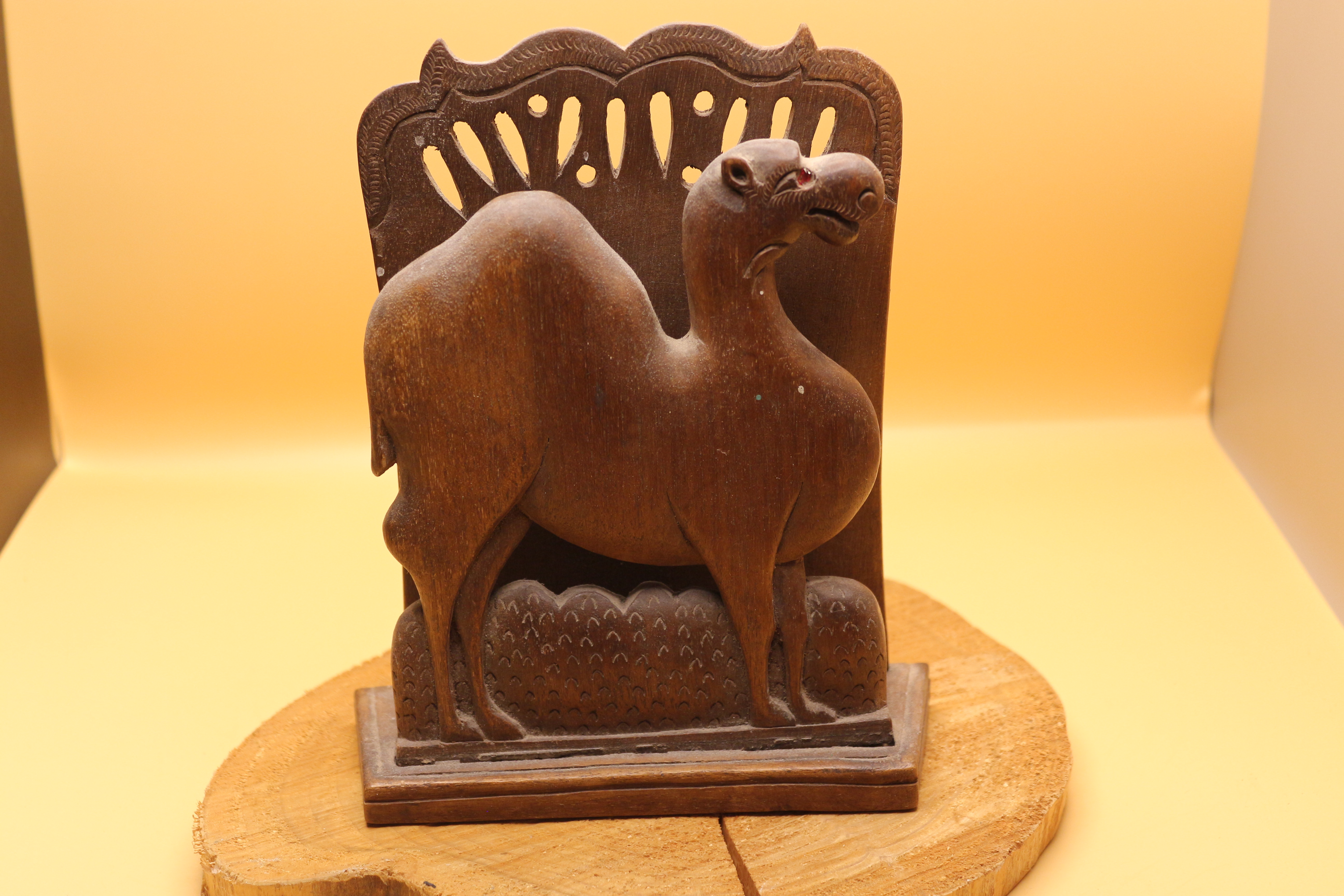 Egyptian Camel Hand Carved Wooden Letter Rack 1940's