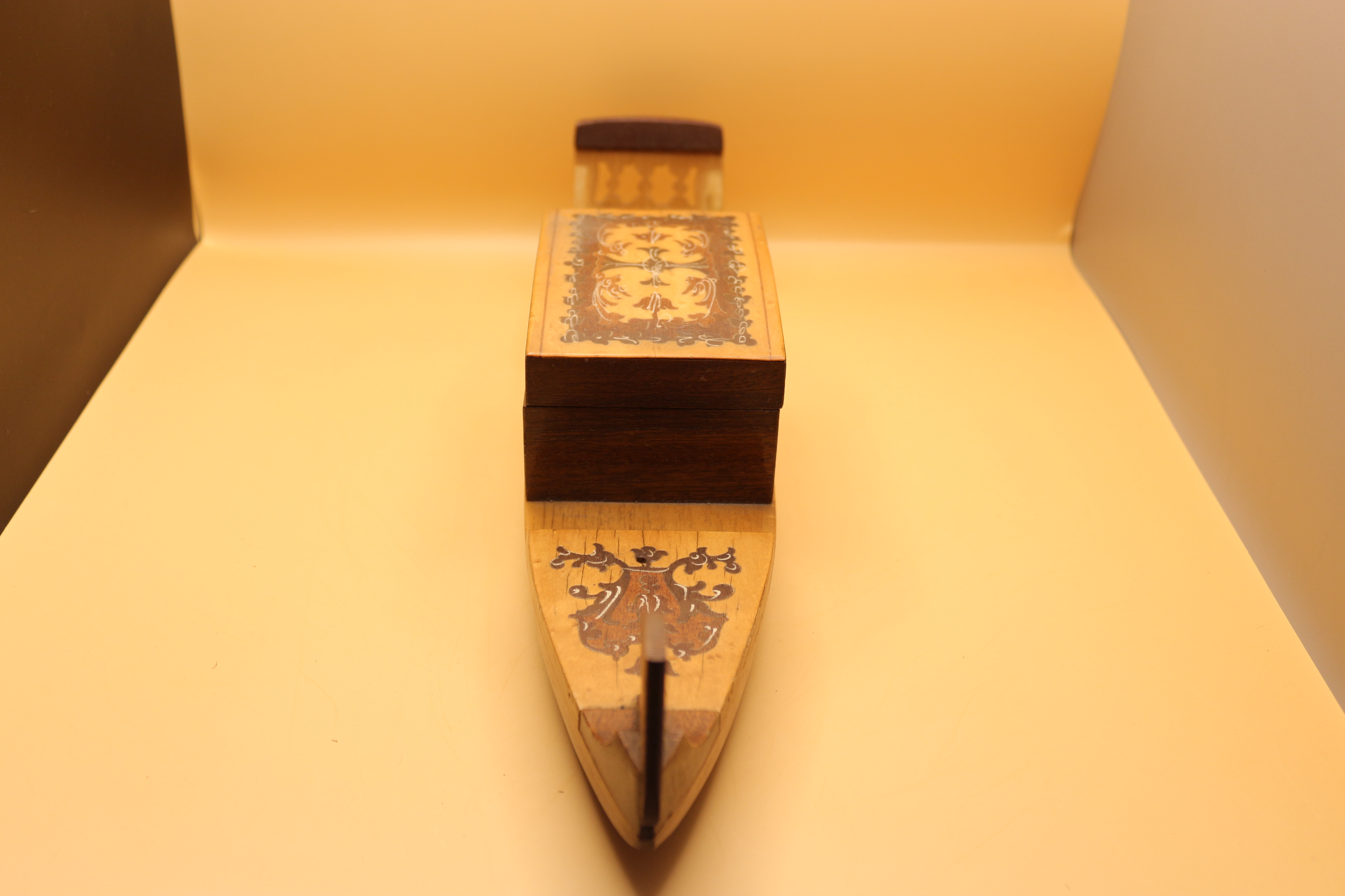 1970's Venician Hand Made 'Gondula' Wooden Cigarette Box with Mirror Inside