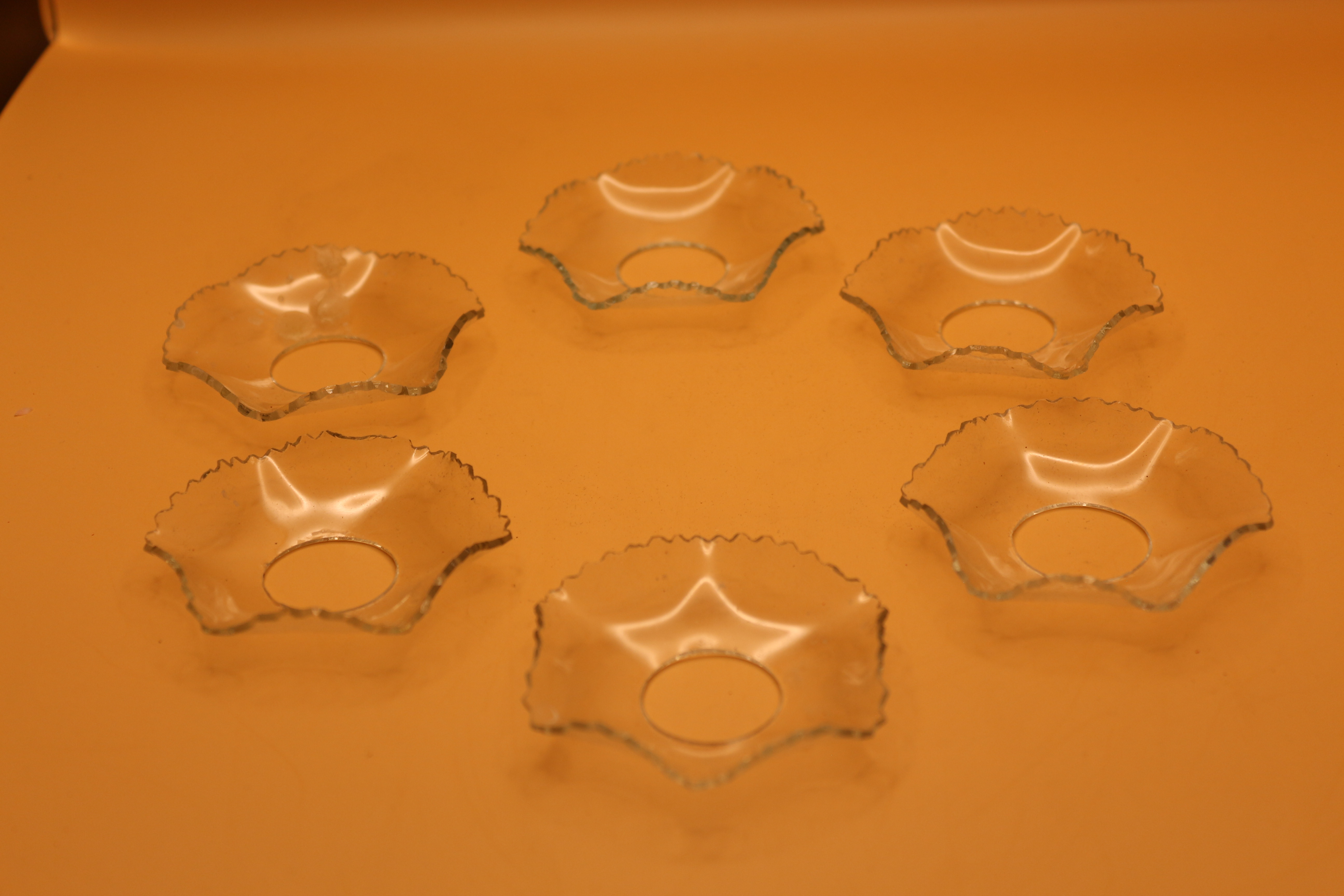 Six Original 1920's Candle Drip Catchers! Quite Rare!