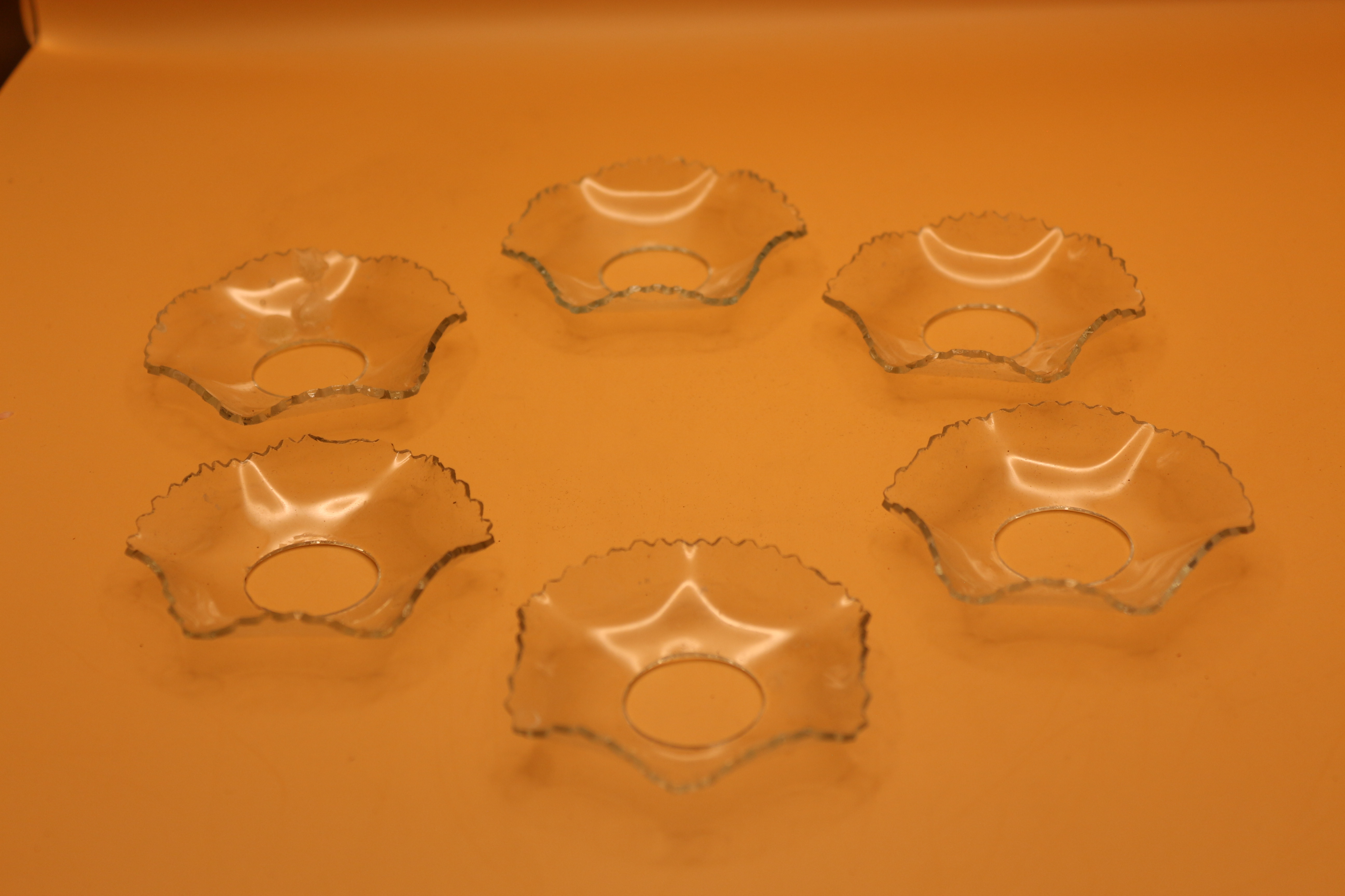 Six Original 1920's Candle Drip Catchers! Quite Rare!
