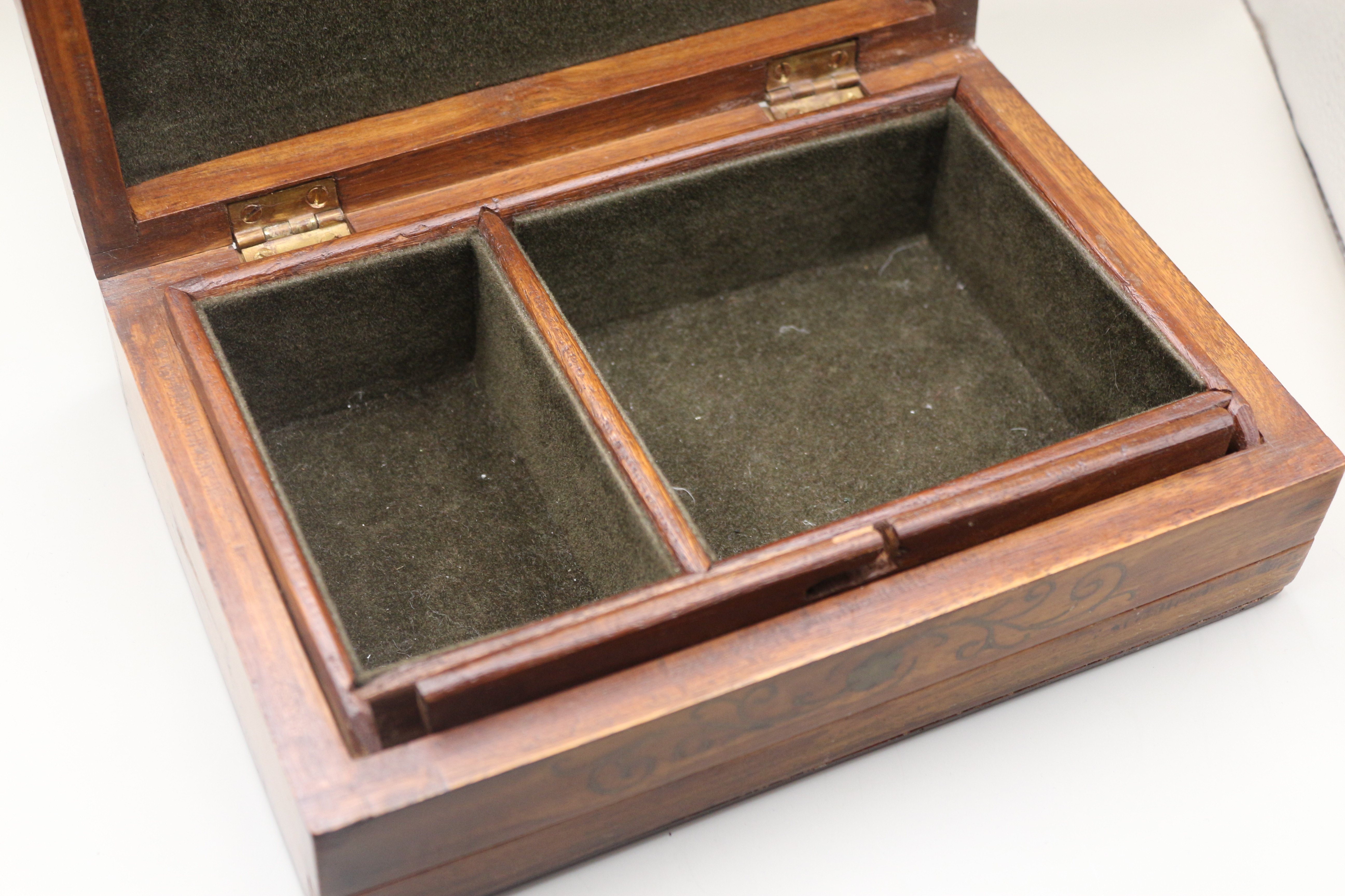 Very Old Hand Carved Wooden Jewellery Box with Secret Lock!
