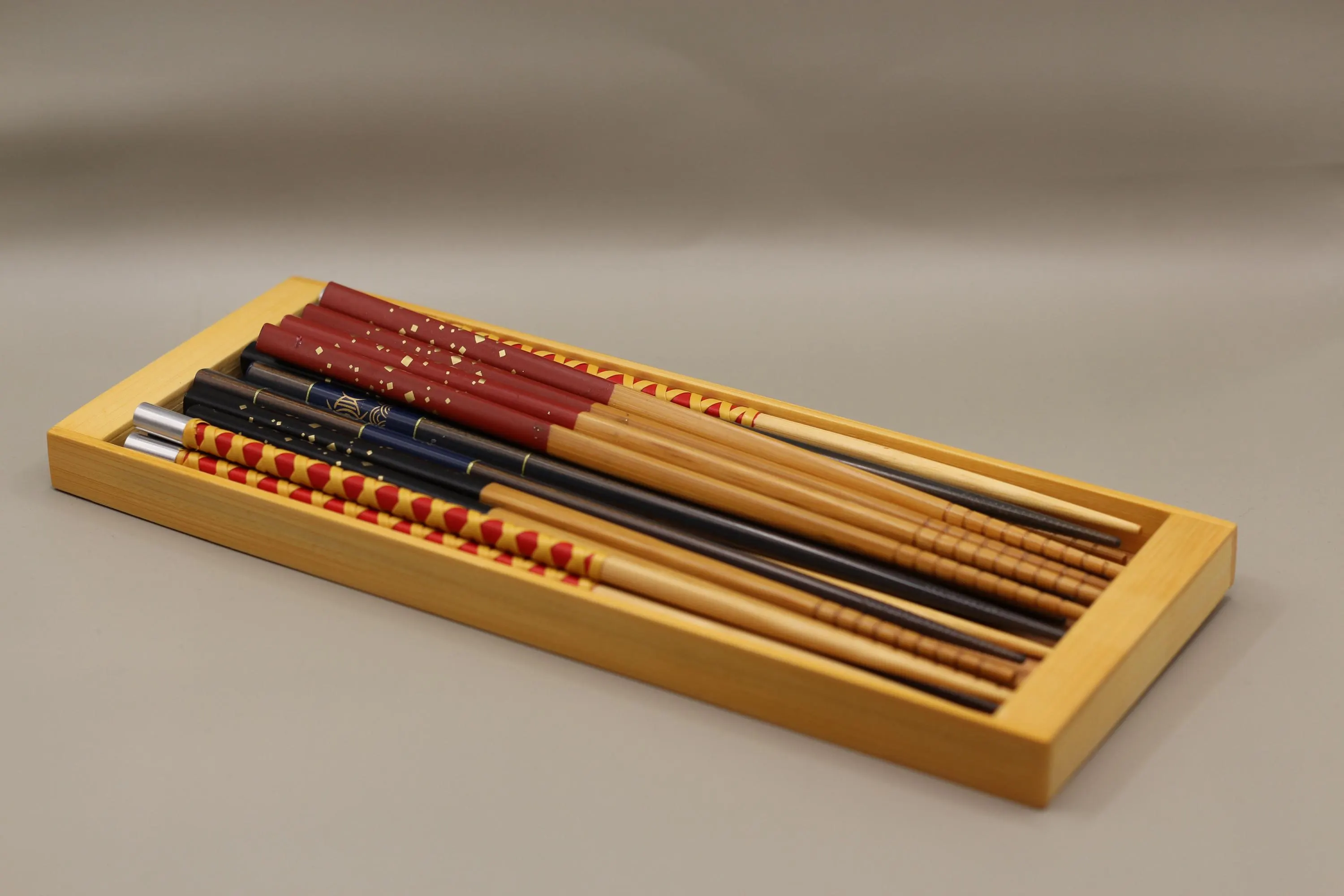 Wooden Chopstick Dinner Table Tray with Beautiful Chopsticks!
